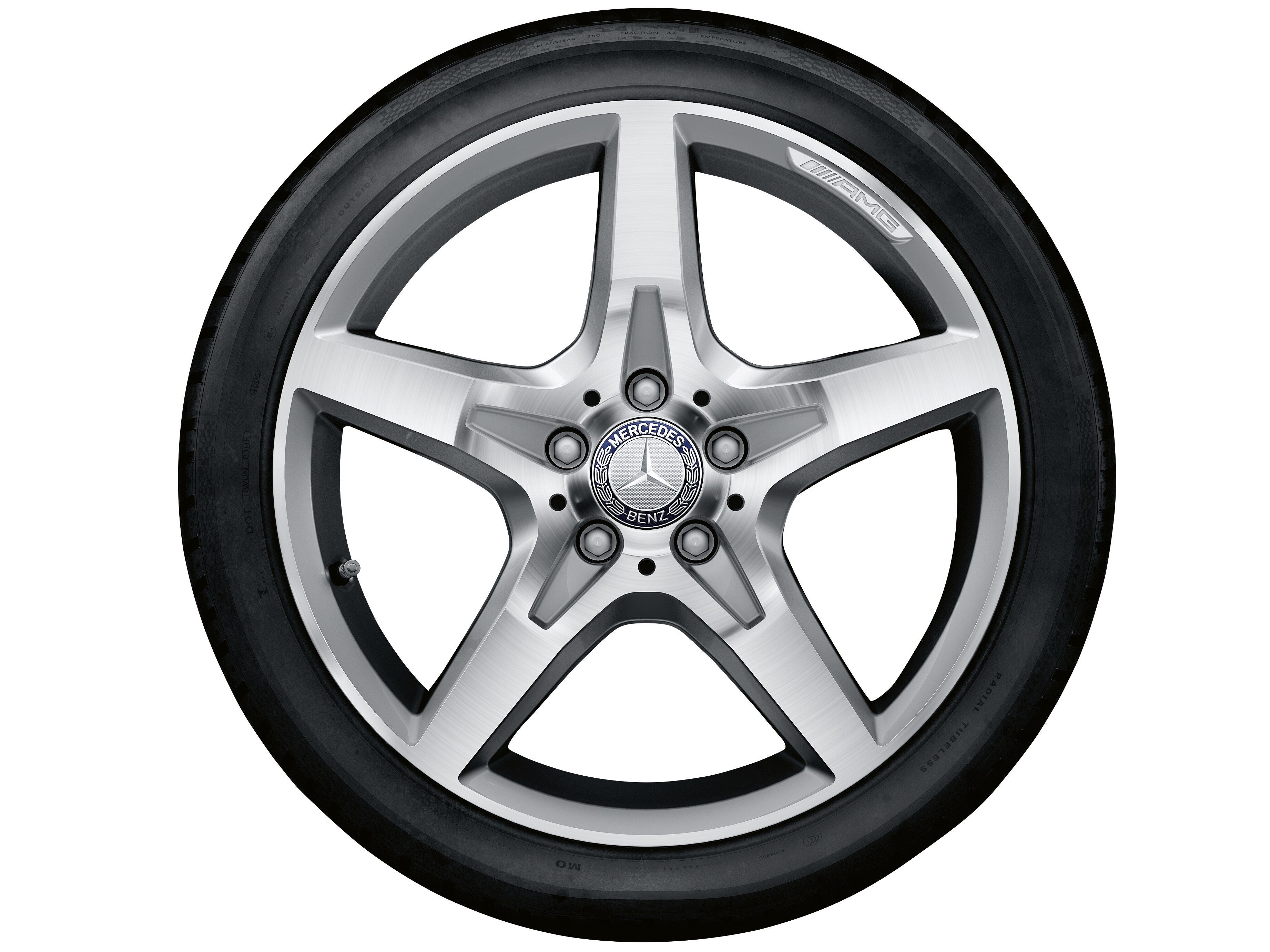 Obręcz AMG 5-ramienna, 45,7 cm (18 cali) - 7,5 J x 18 ET 42, srebrny, toczone na połysk