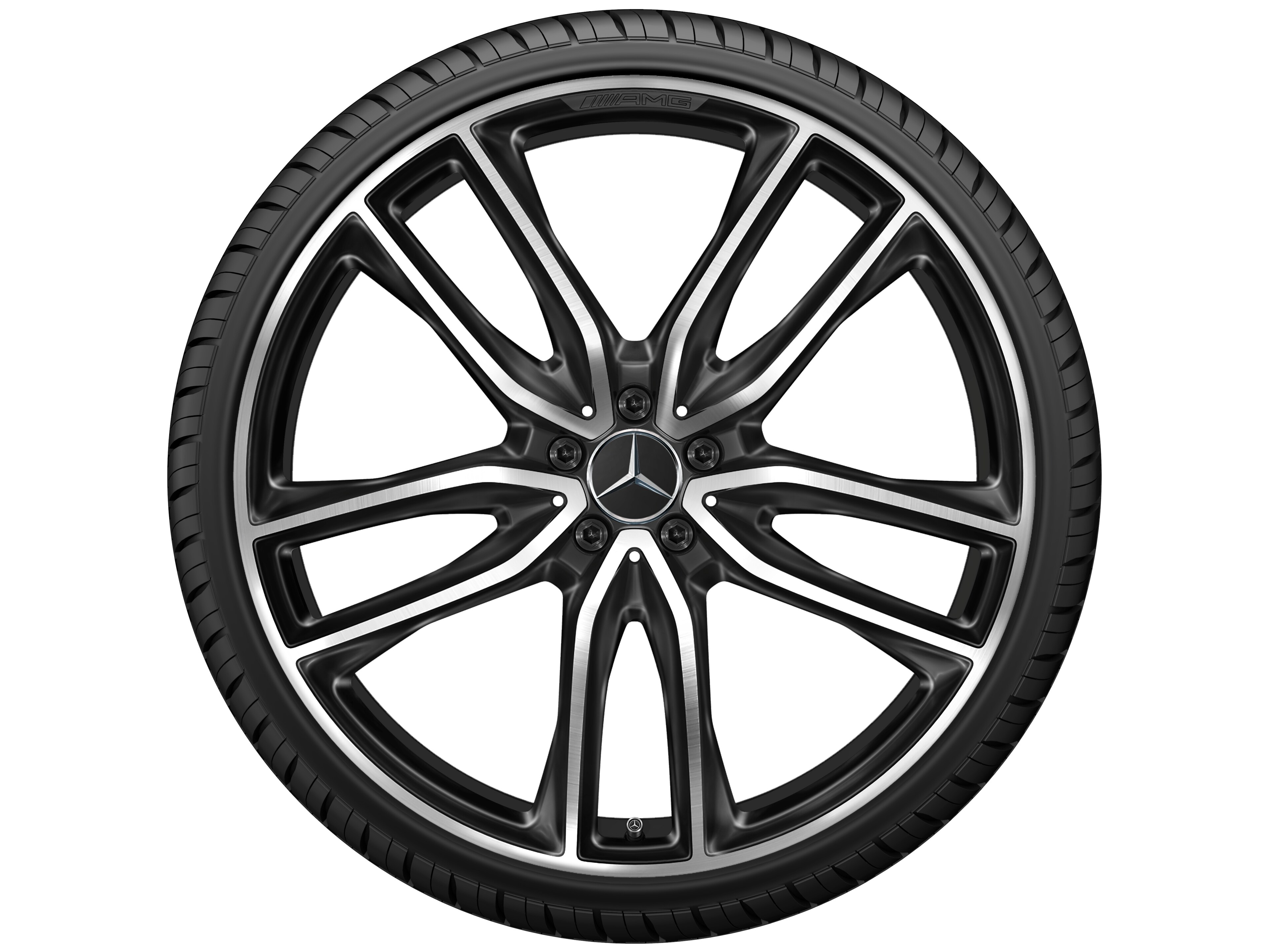 Obręcz AMG z 5 podwójnymi ramionami, 58,4 cm (23 cale) - 11,5 J x 23 ET 47, czerń, toczone na połysk