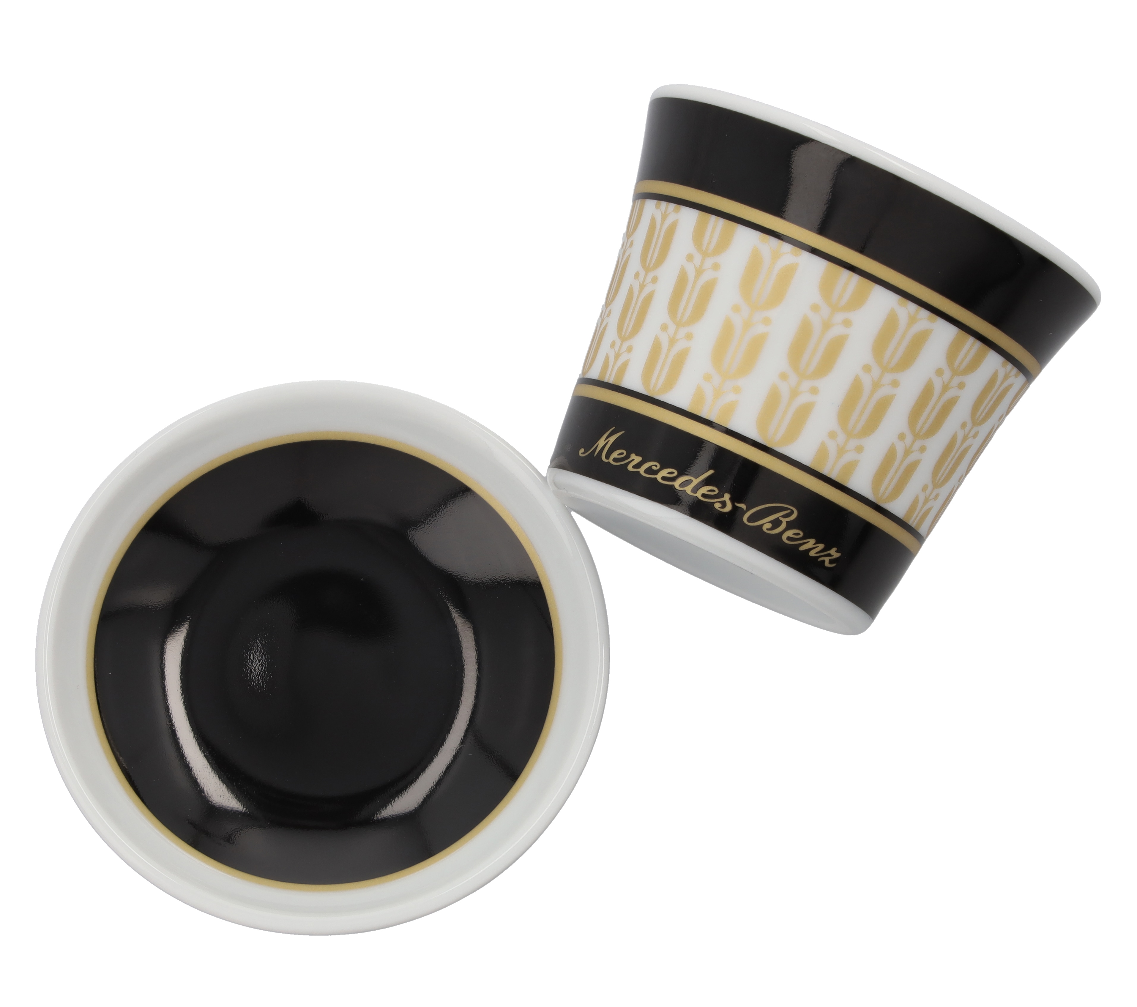 Filiżanki do espresso, Zestaw, 4-częściowy - czerń / biały / złoty, porcelana, 90 ml, Kahla
