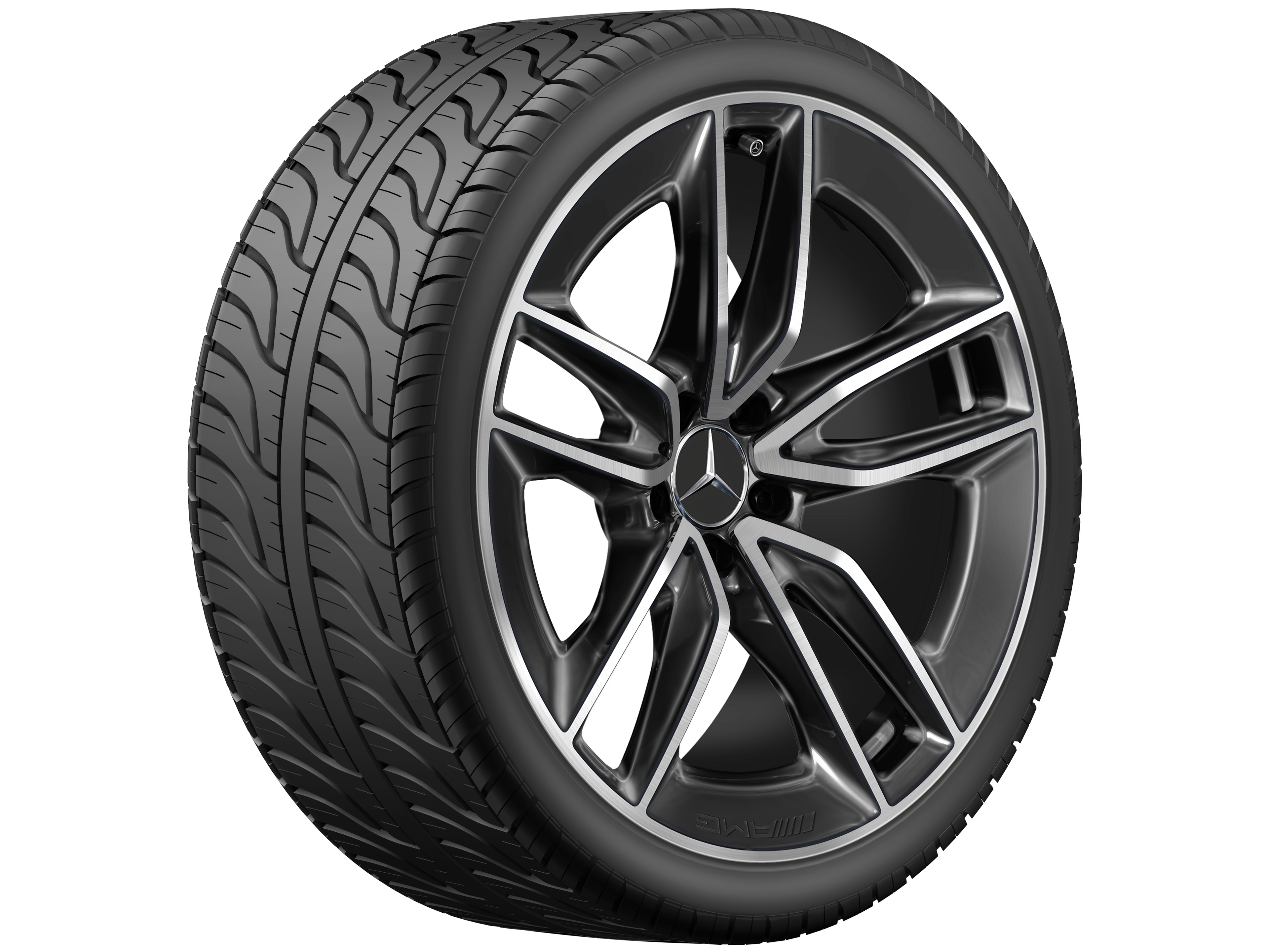 Obręcz AMG z 5 podwójnymi ramionami, 50,8 cm (20 cali) - 8 J x 20 ET 10, czerń, toczone na połysk