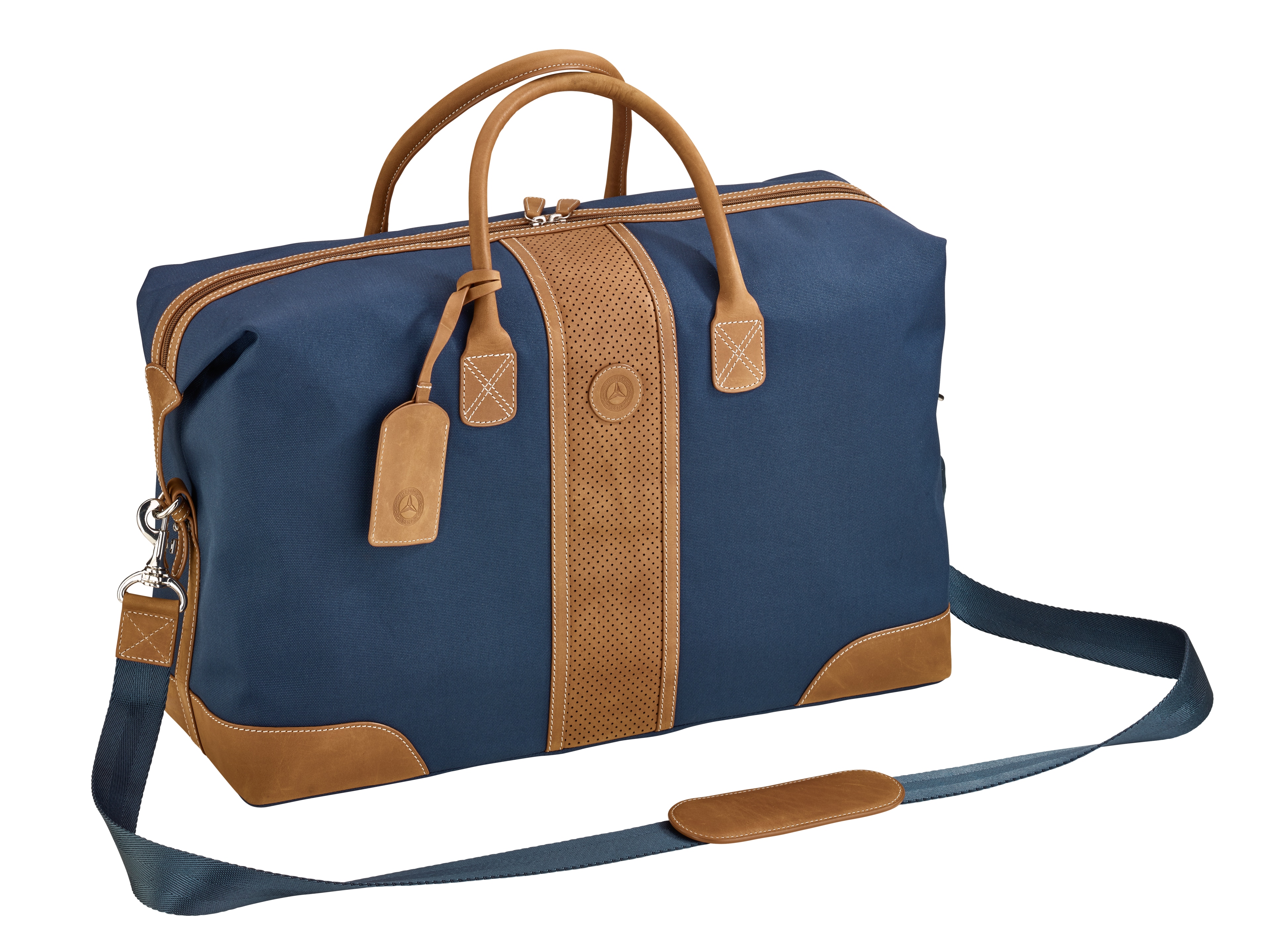 Weekender - niebieski / cognac, poliester (z recyklingu)