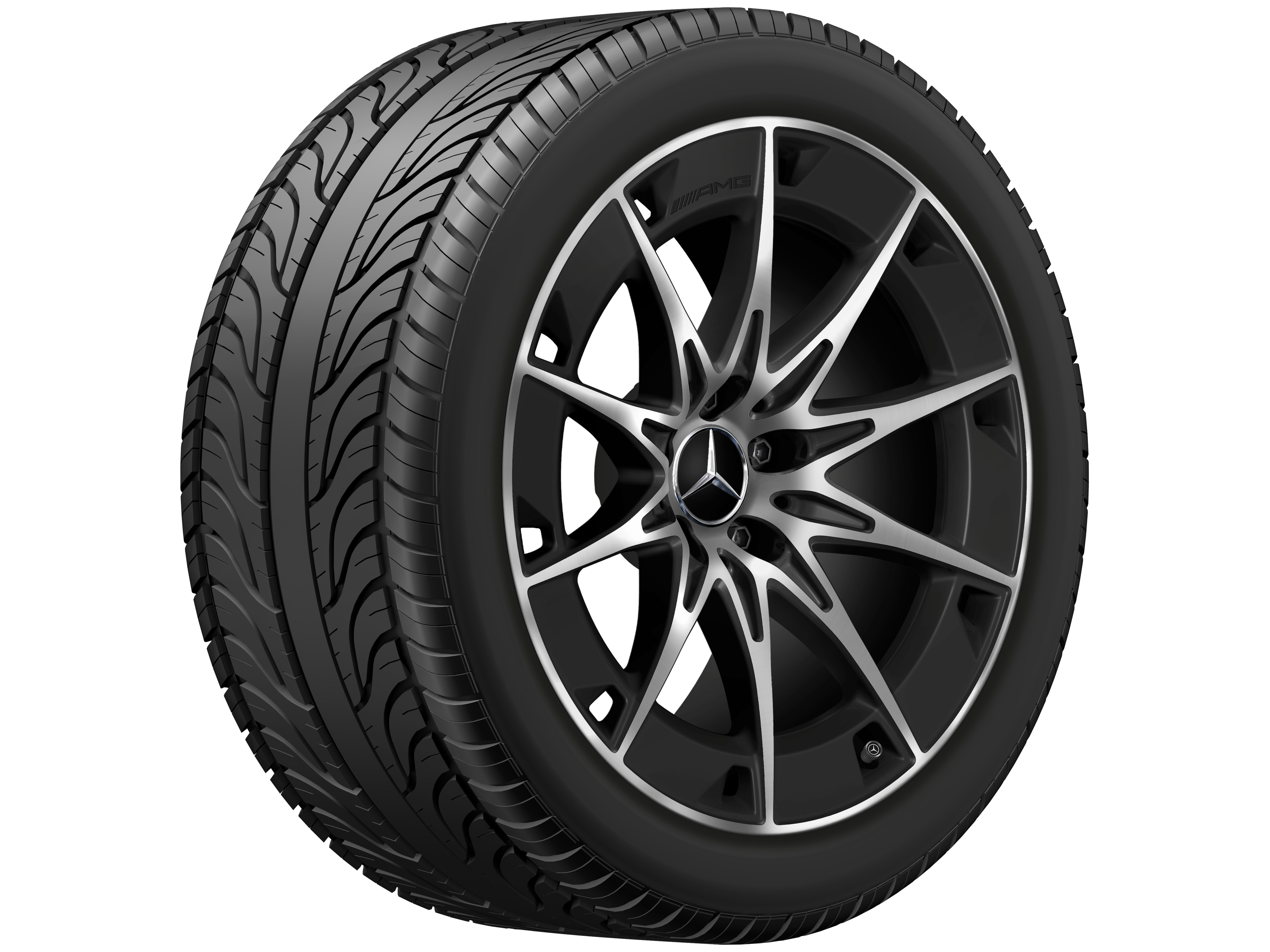 Obręcz AMG 10-ramienna, 48,3 cm (19 cali) - 9,5 J x 19 ET 19, czarny mat, toczone na połysk