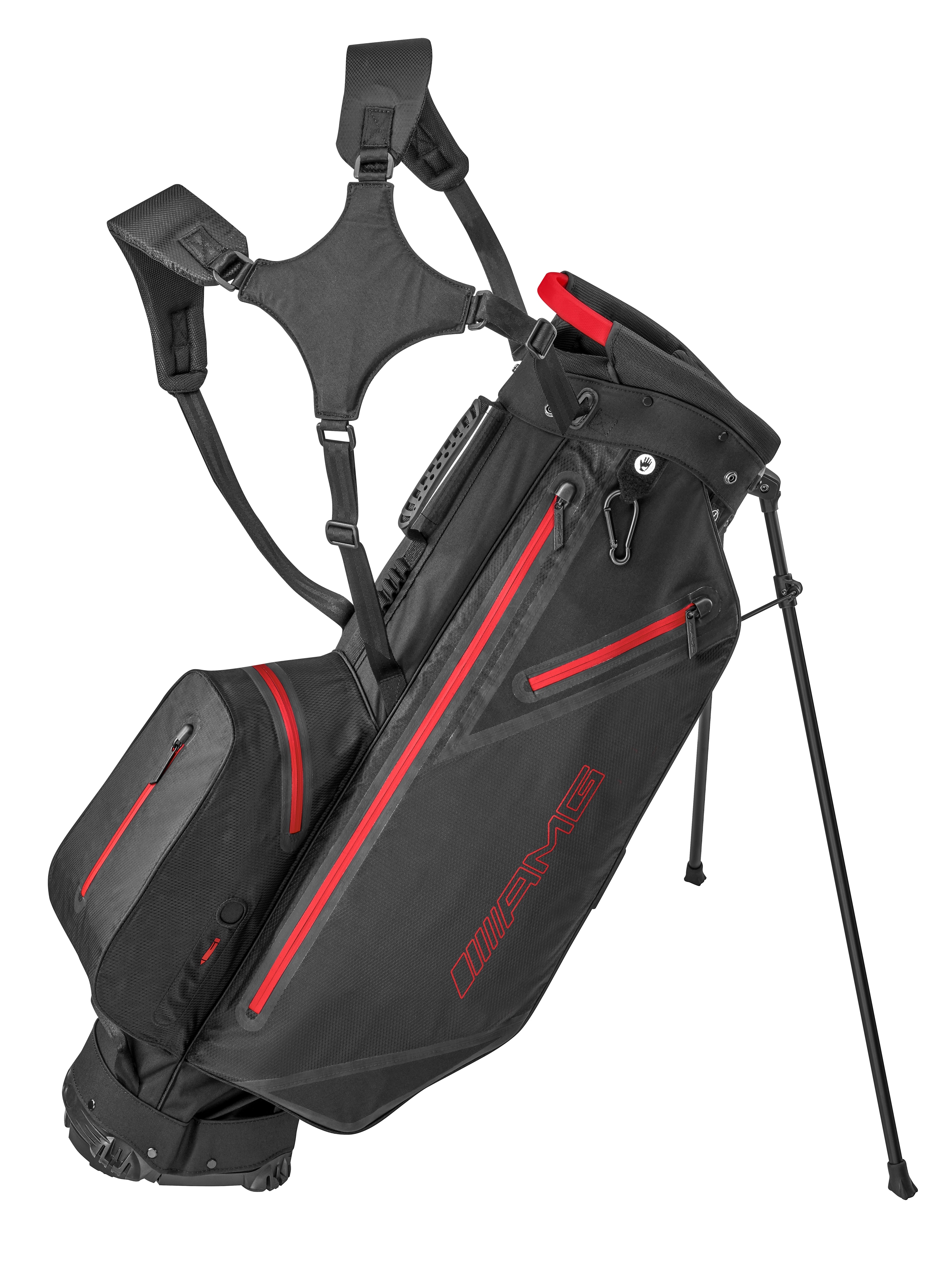 Torba golfowa AMG - czerń / czerwony, poliamid