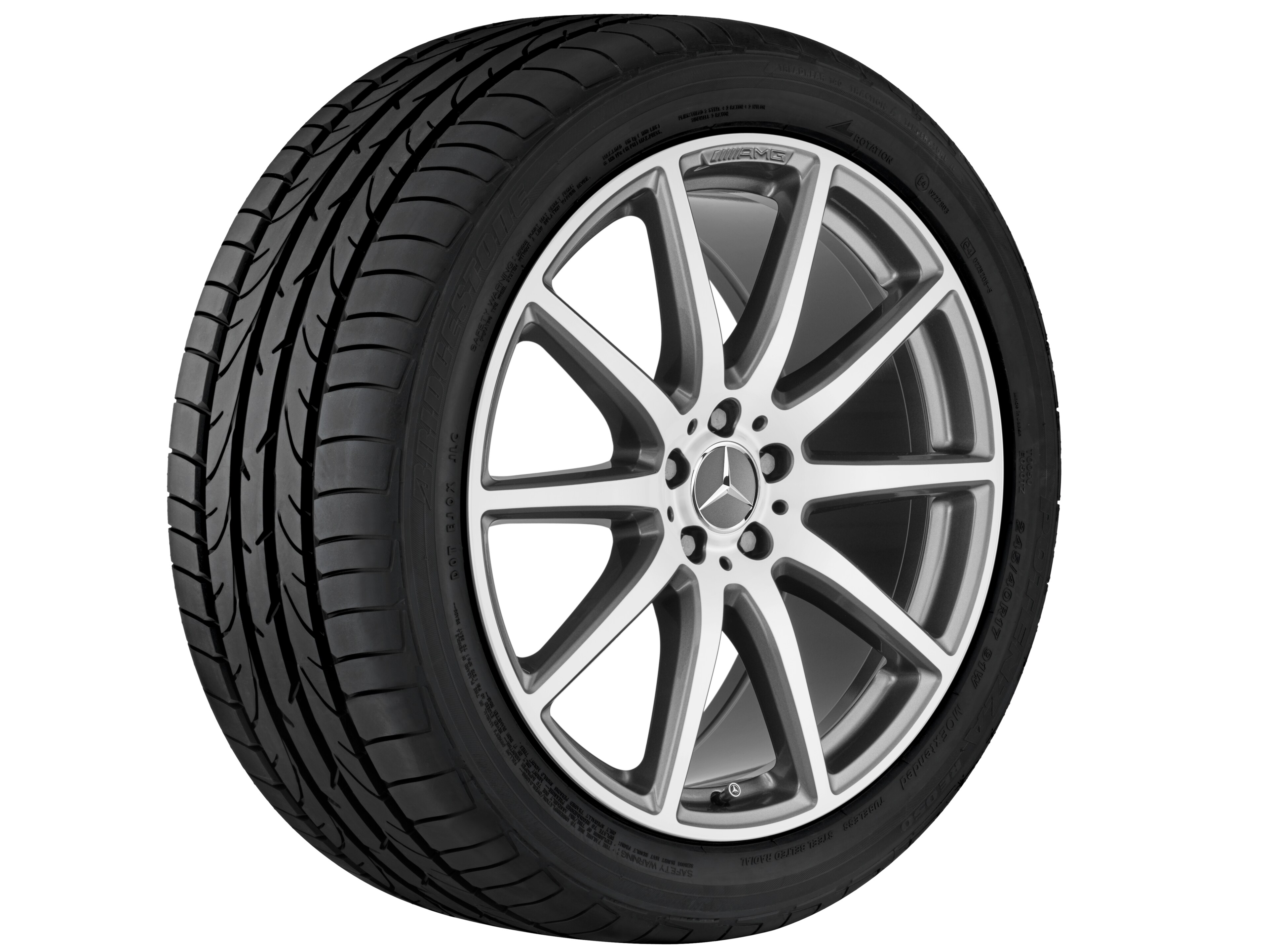 Obręcz AMG 10-ramienna, 53,3 cm (21 cali) - 11,5 J x 21 ET 42, szarość tytanu, toczone na połysk