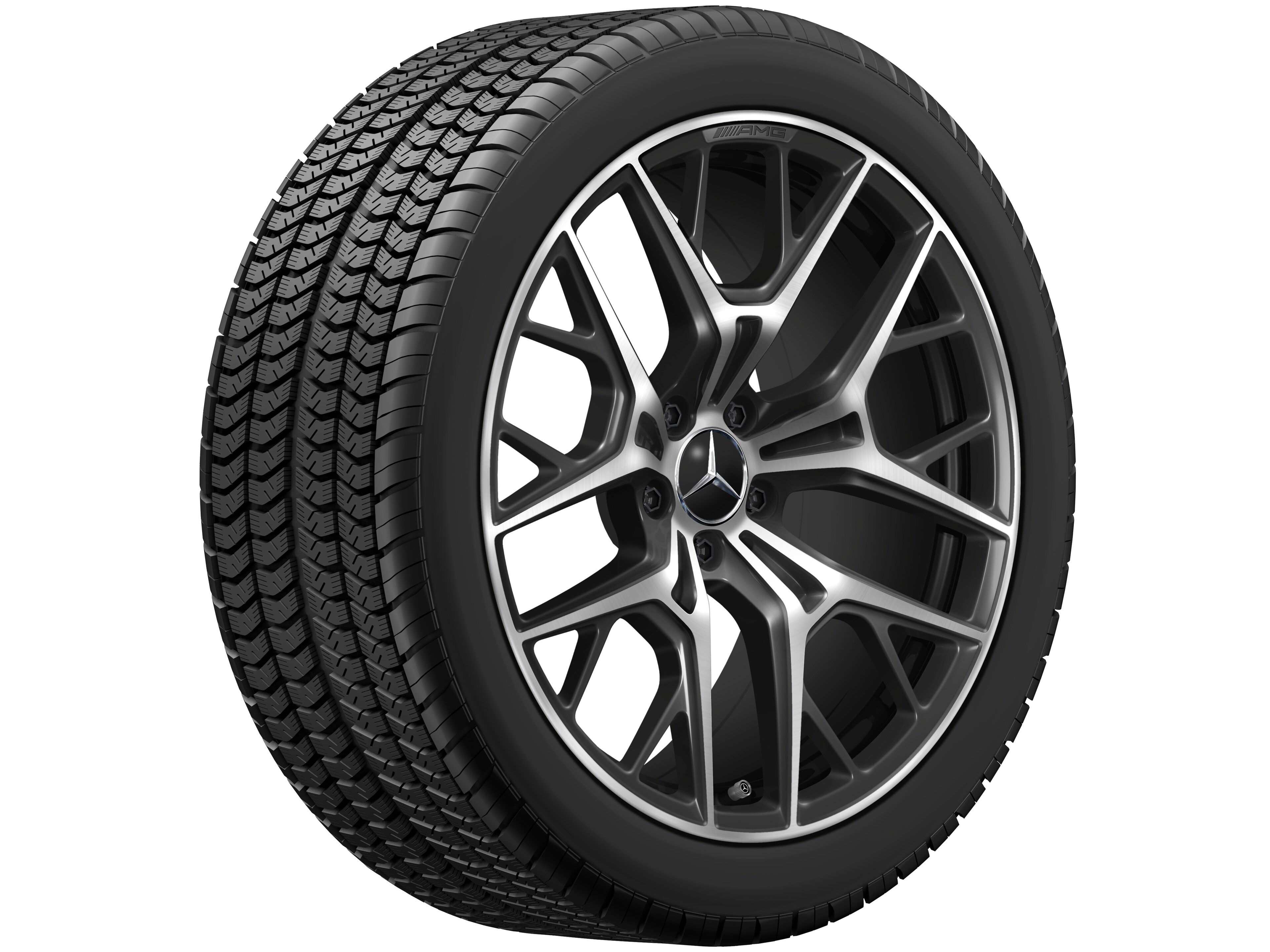 Obręcz AMG z lekkiego stopu, z krzyżowymi ramionami, 50,8 cm (20 cali) - 9 J x 20 ET 32, czerń, toczone na połysk