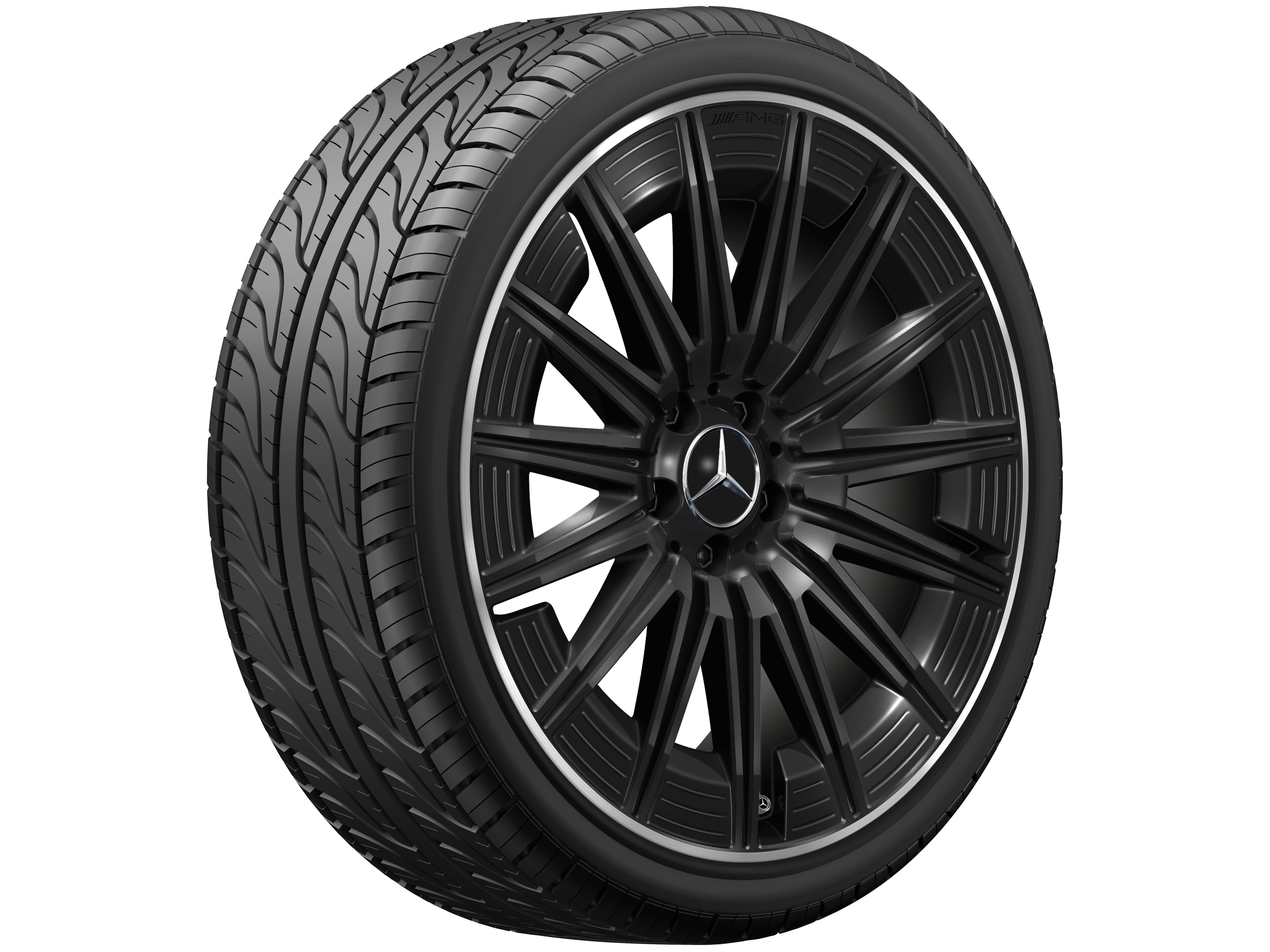 Wieloramienna obręcz koła AMG, 50,8 cm (20 cali), Obrzeże obręczy polerowane na połysk - 9 J x 20 ET 60,5, czerń, obrzeże obręczy polerowane na połysk