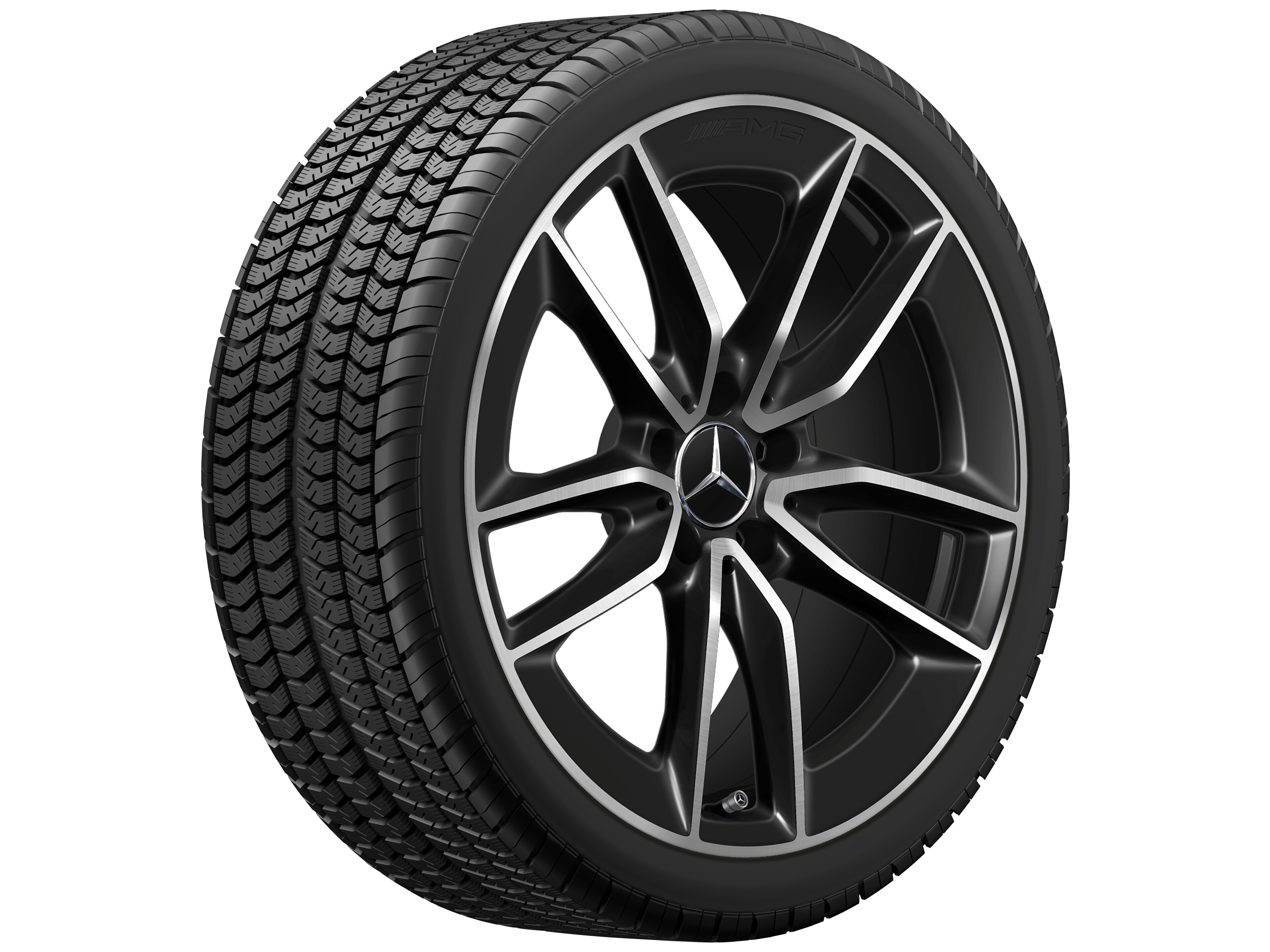 Obręcz AMG z 5 podwójnymi ramionami, 48,3 cm (19 cali) - 8,5 J x 19 ET 55,2, czerń, toczone na połysk