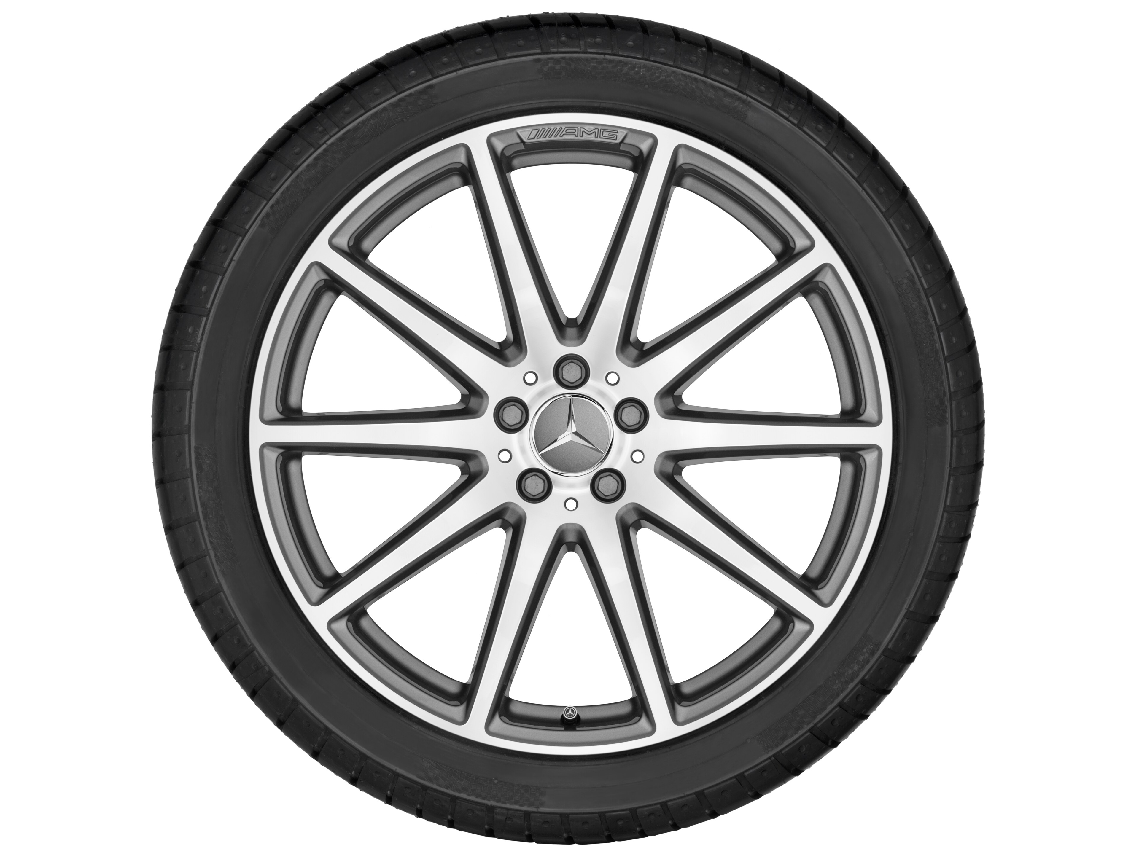Obręcz AMG 10-ramienna, 53,3 cm (21 cali) - 11,5 J x 21 ET 42, szarość tytanu, toczone na połysk
