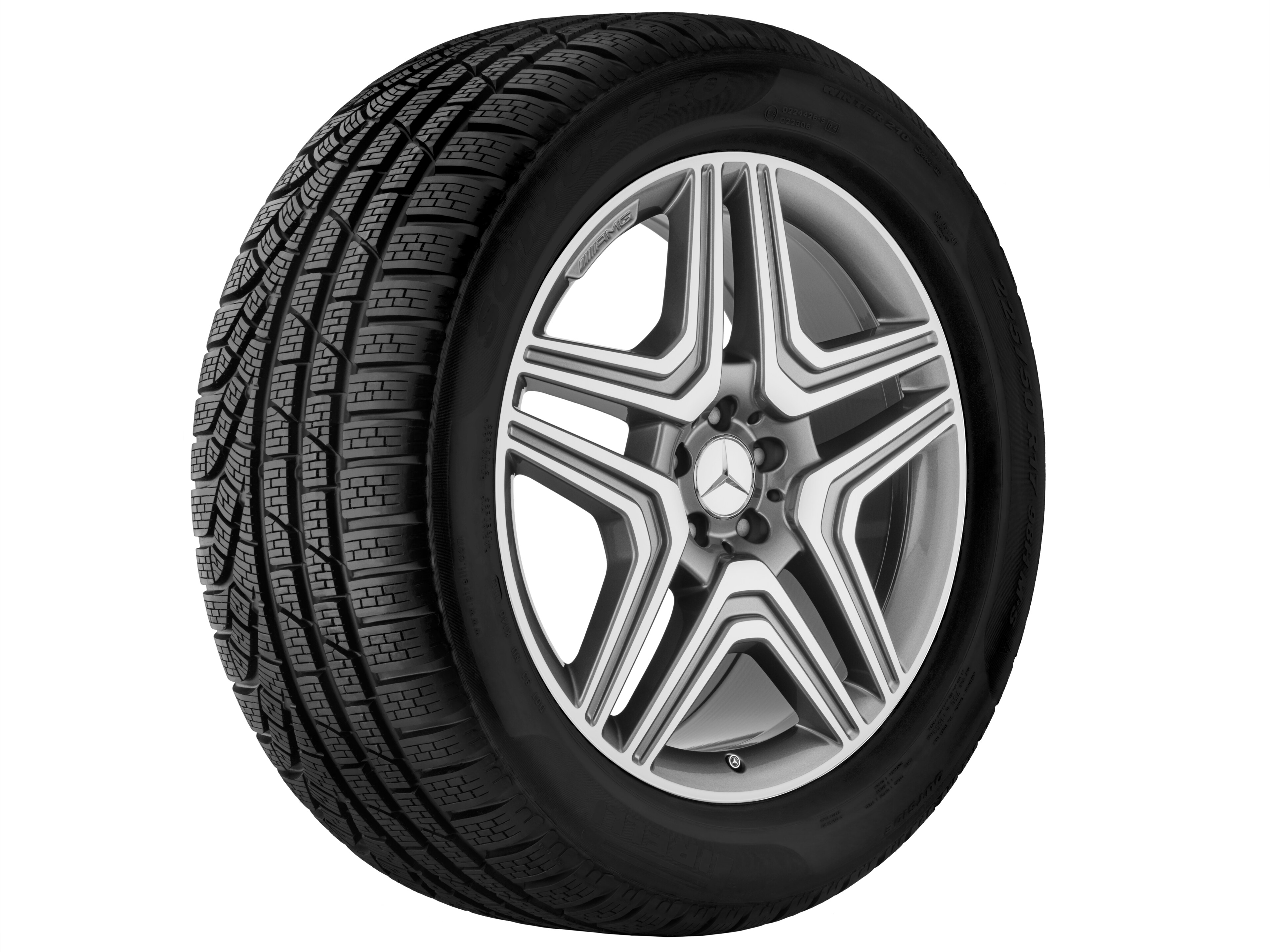 Obręcz AMG z 5 podwójnymi ramionami, 53,3 cm (21 cali) - 10 J x 21 ET 56, szarość tytanu, toczone na połysk