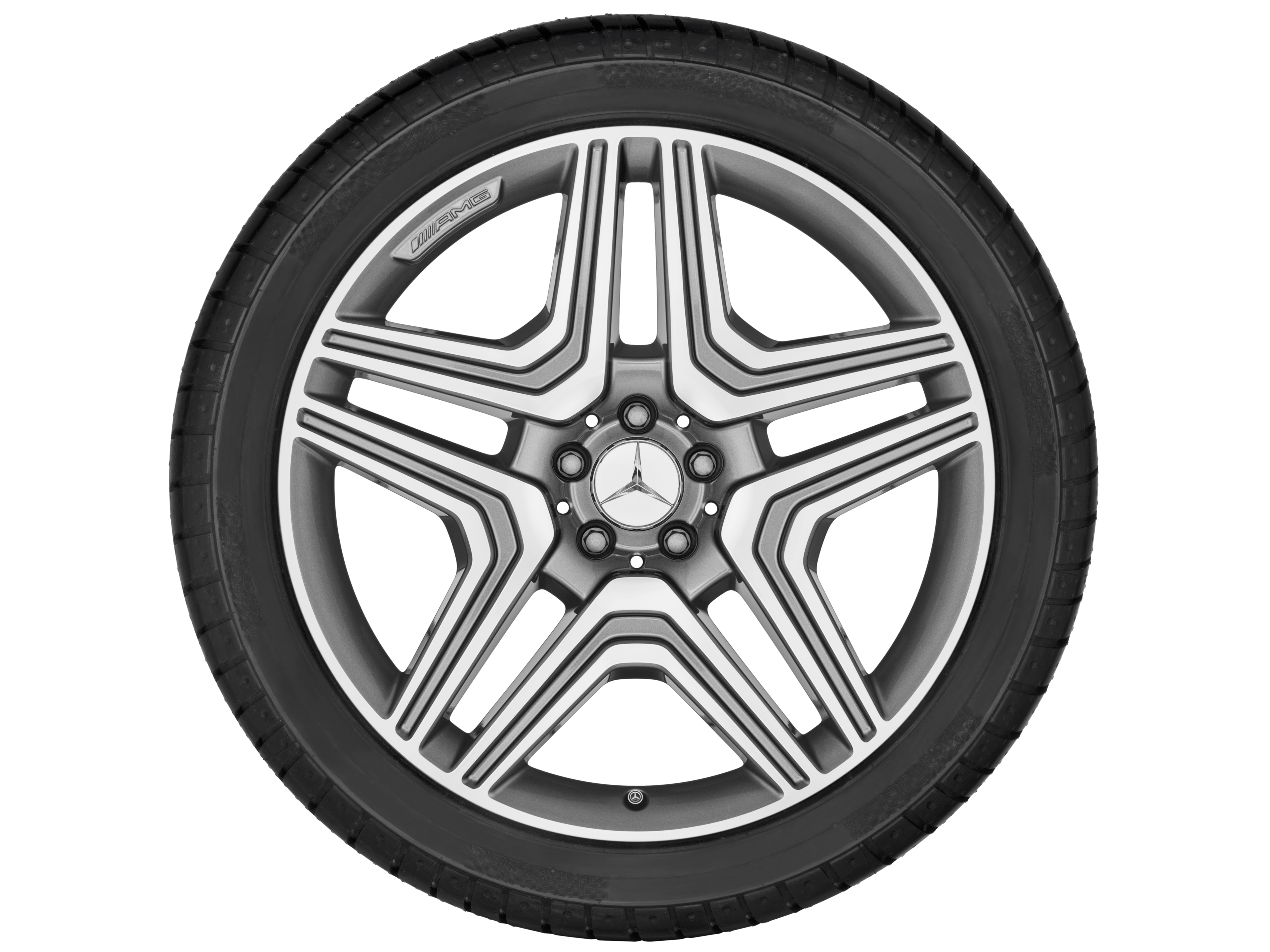 Obręcz AMG z 5 podwójnymi ramionami, 53,3 cm (21 cali) - 10 J x 21 ET 56, szarość tytanu, toczone na połysk