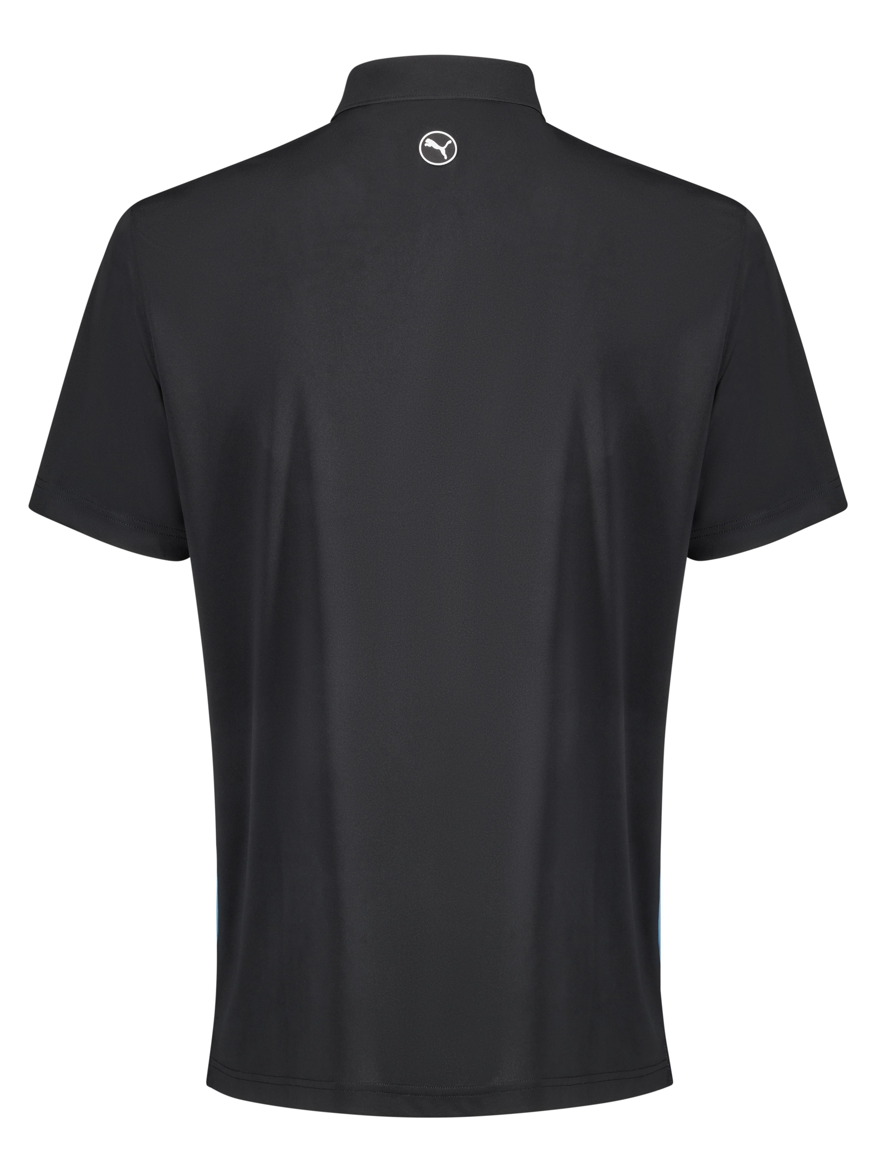 Męska koszulka polo na pole golfowe, Pure Colorblock - black / aqua blue / white, S