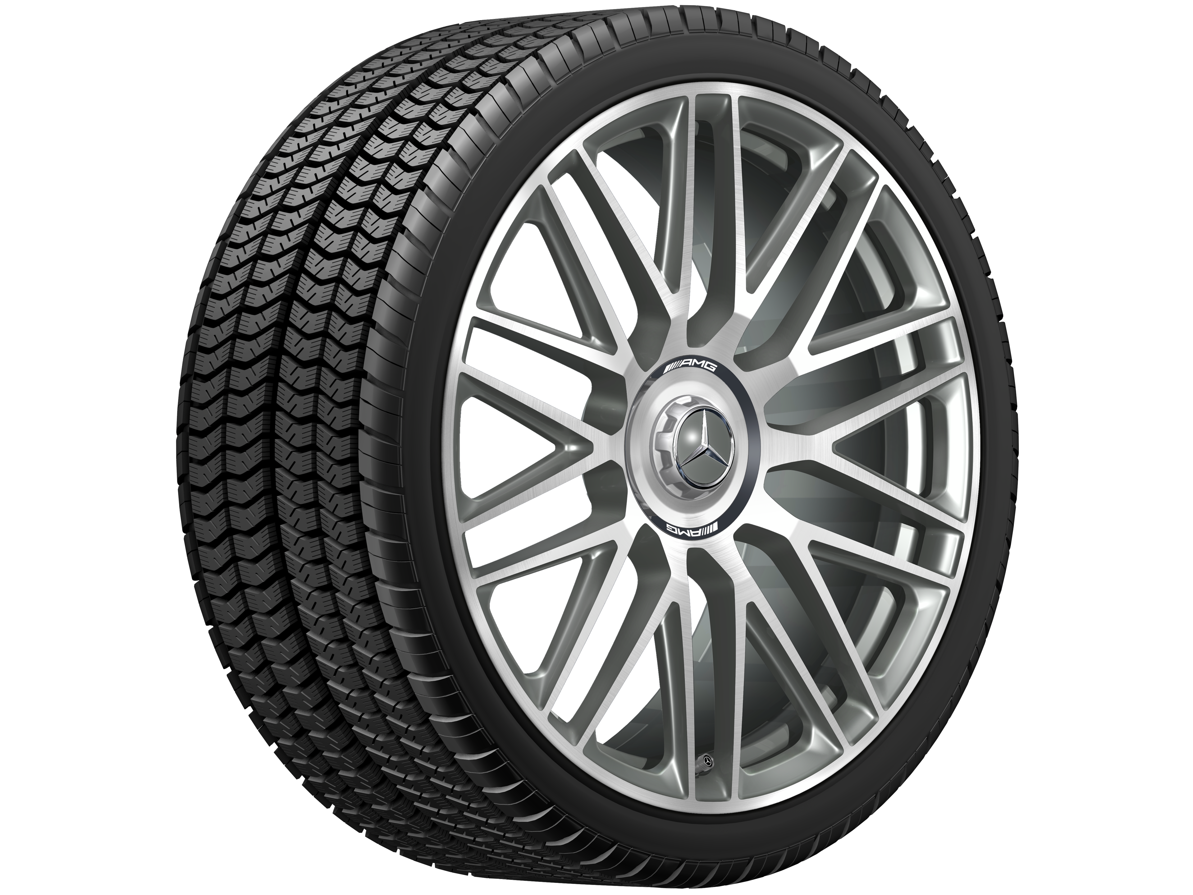 Obręcz kuta AMG z 10 podwójnymi ramionami, 53,3 cm (21 cali) - 10,5 J x 21 ET 42, szarość tytanu, toczone na połysk