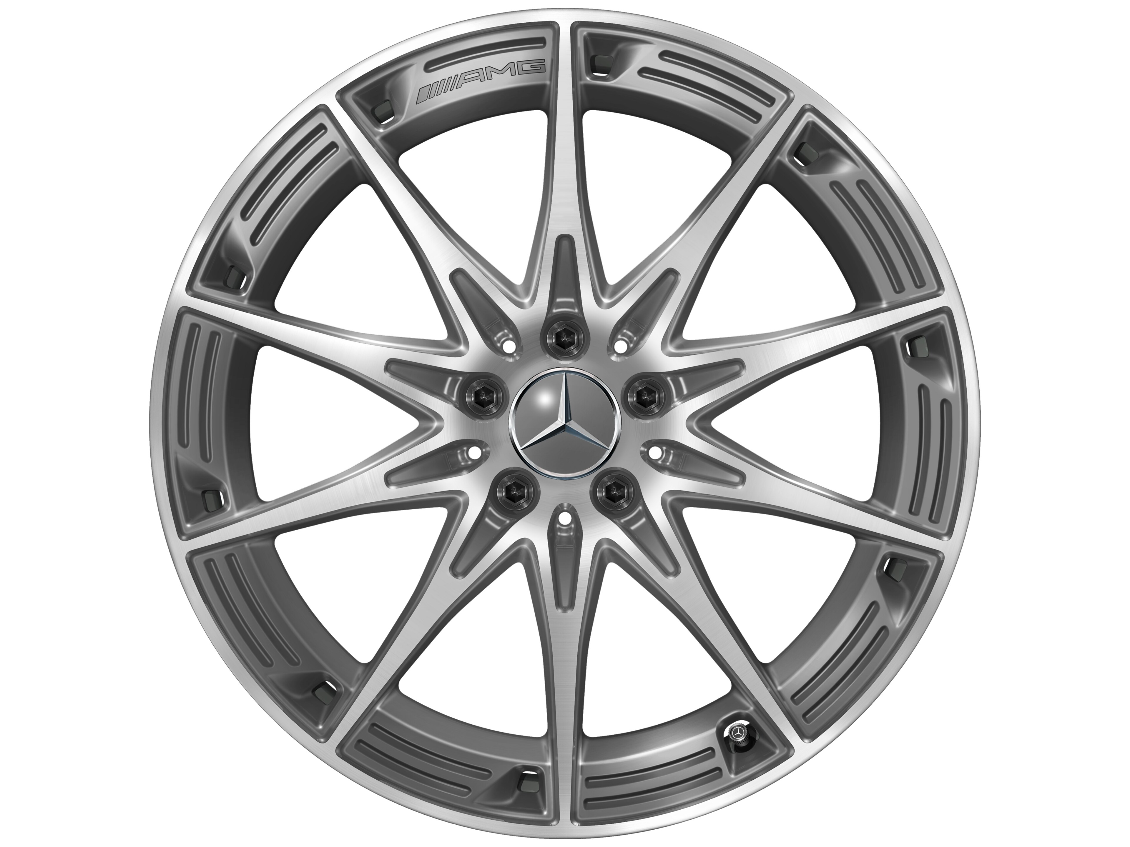 Obręcz AMG 10-ramienna, 50,8 cm (20 cali) - 11 J x 20 ET 33, szarość tantalu, toczone na połysk