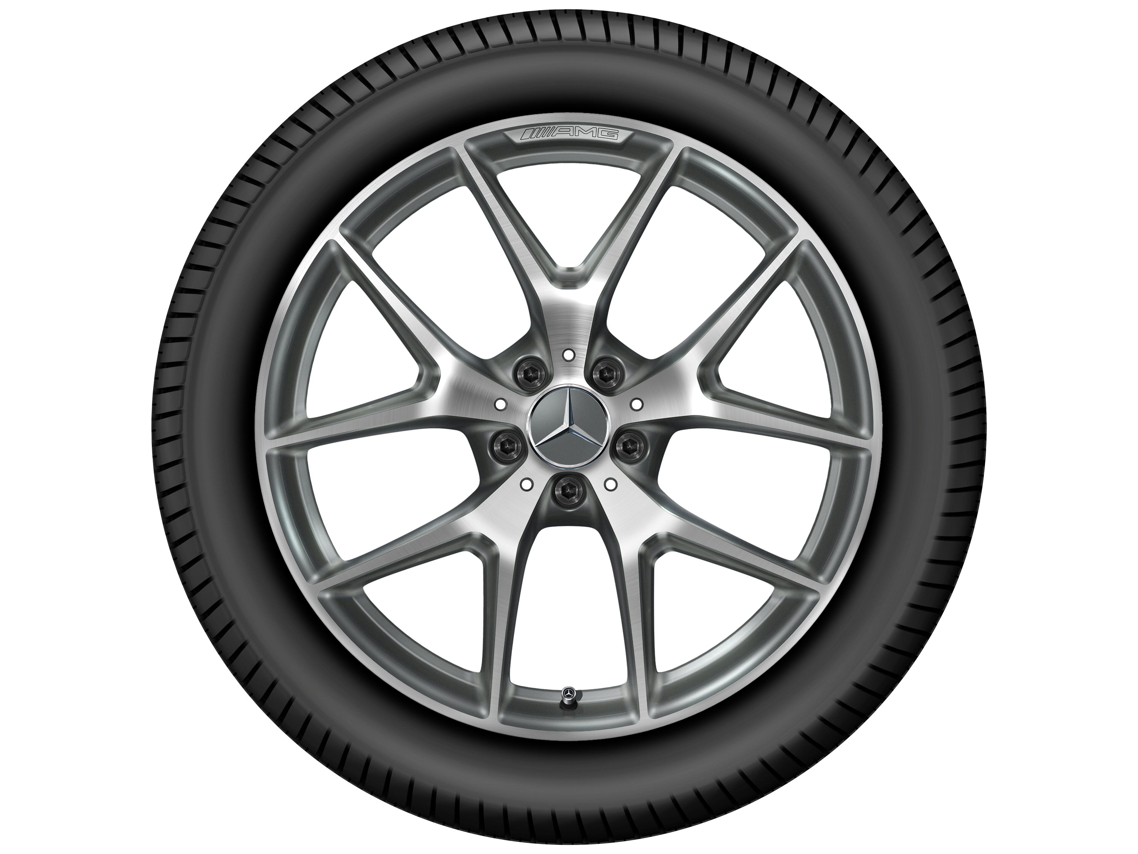 Obręcz AMG z krzyżowymi ramionami, 50,8 cm (20 cali) - 8,5 J x 20 ET 40, szarość tytanu, toczone na połysk