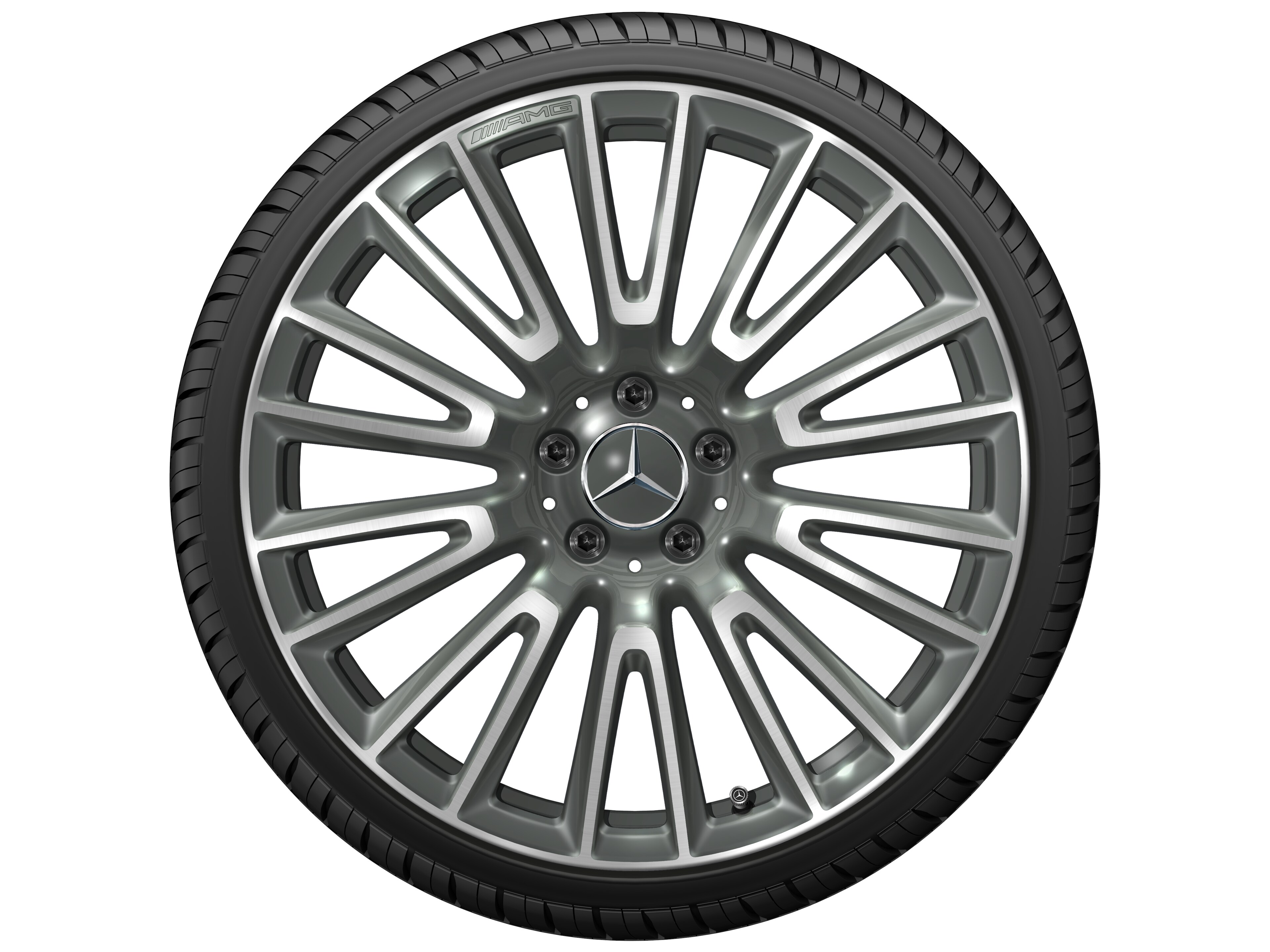 Obręcz AMG z lekkiego stopu, z 10 podwójnymi ramionami, 50,8 cm (20 cali) - 10,5 J x 20 ET 43, szarość Himalajów, toczone na połysk