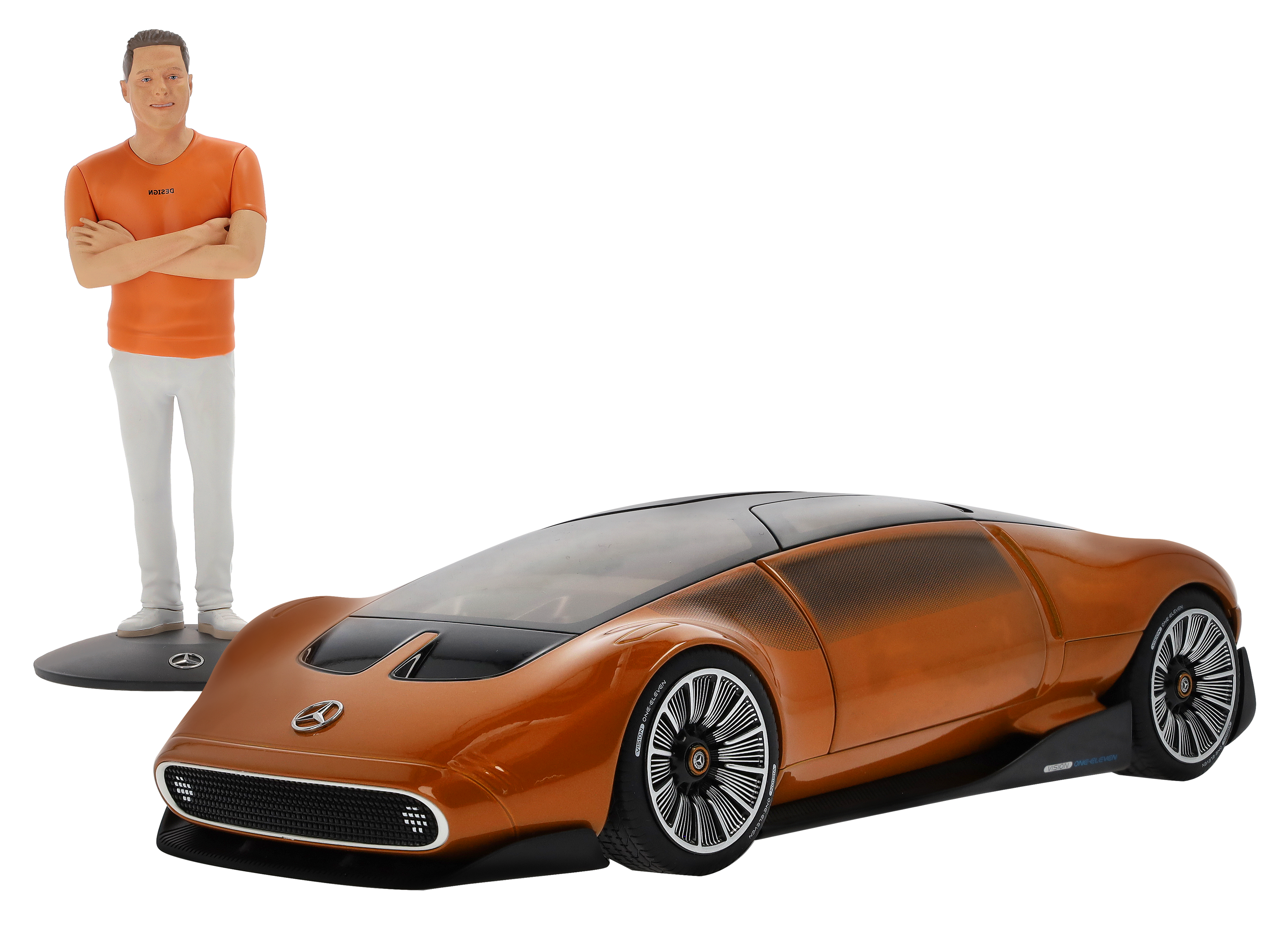 Zestaw Vision One-Eleven z figurką, Showcar - pomarańczowy, NZG, 1:18