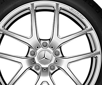Obręcz kuta AMG z 5 podwójnymi ramionami, 53,3 cm (21 cali) - 10 J x 21 ET 45, srebrny, polerowane na połysk