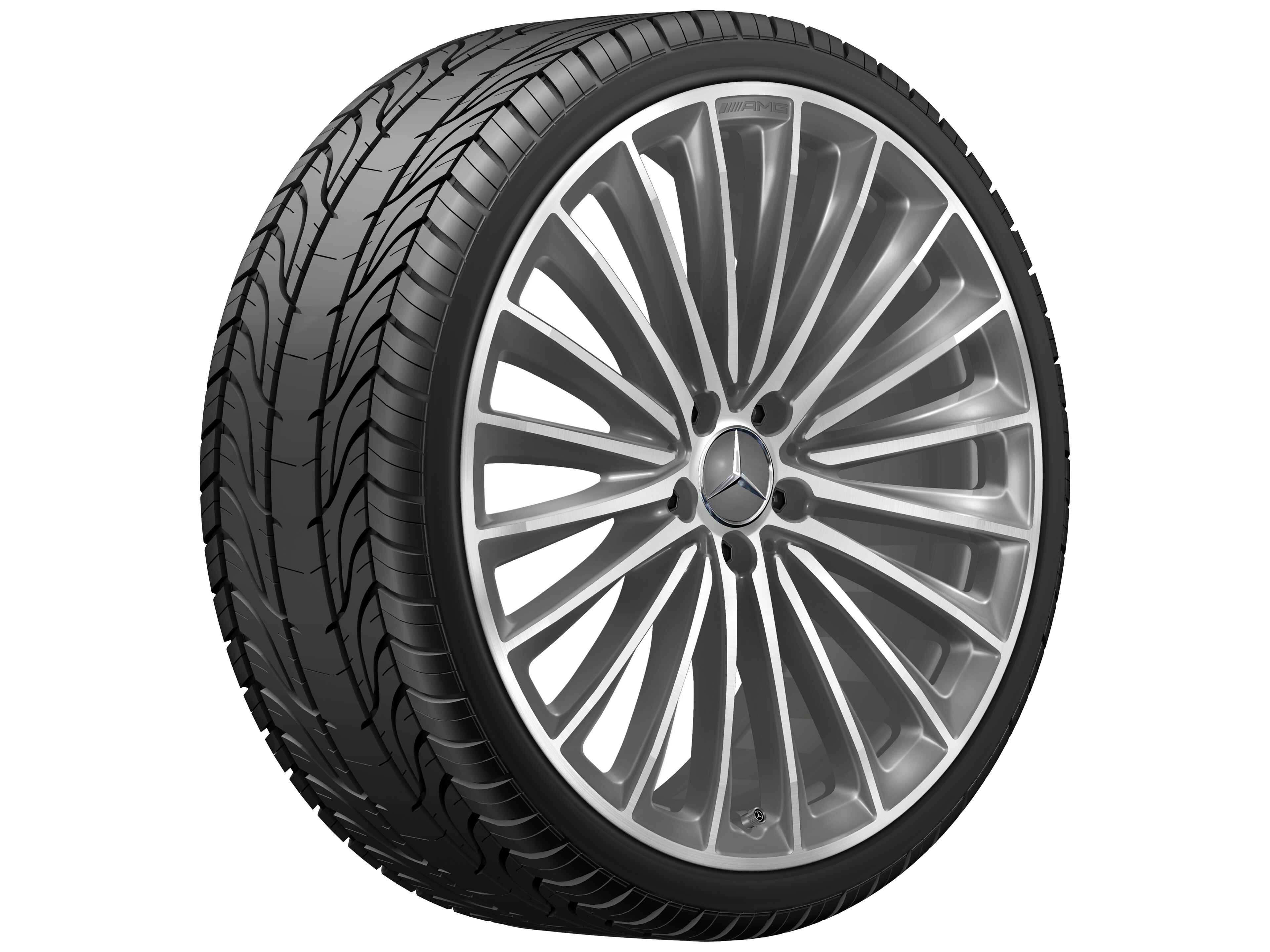 Obręcz AMG z lekkiego stopu, z wzorem wieloramiennym, 53,3 cm (21 cali) - 9 J x 21 ET 50, szarość Himalajów, toczone na połysk