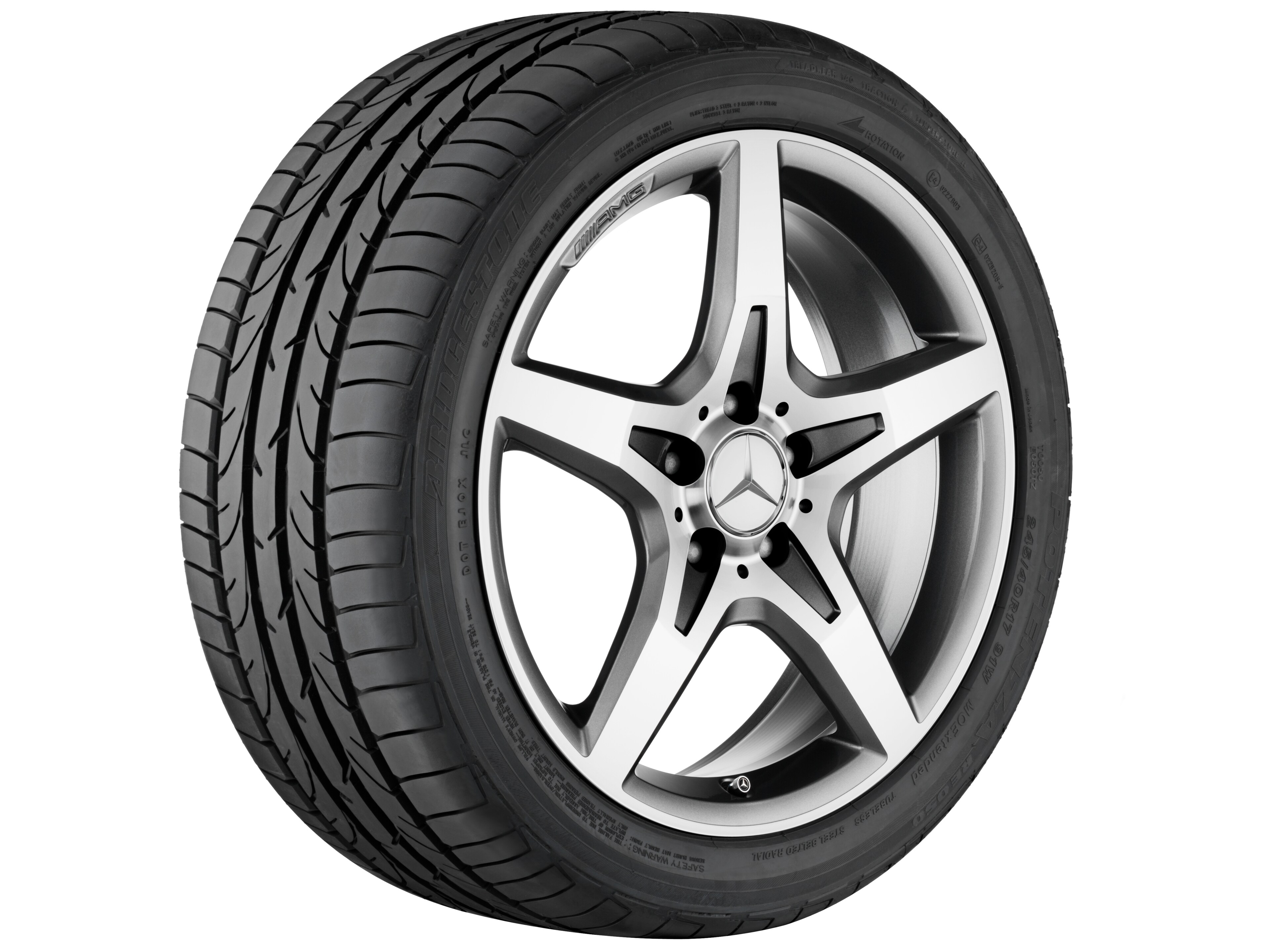 Obręcz AMG 5-ramienna, 45,7 cm (18 cali) - 7,5 J x 18 ET 42, szarość tytanu, toczone na połysk