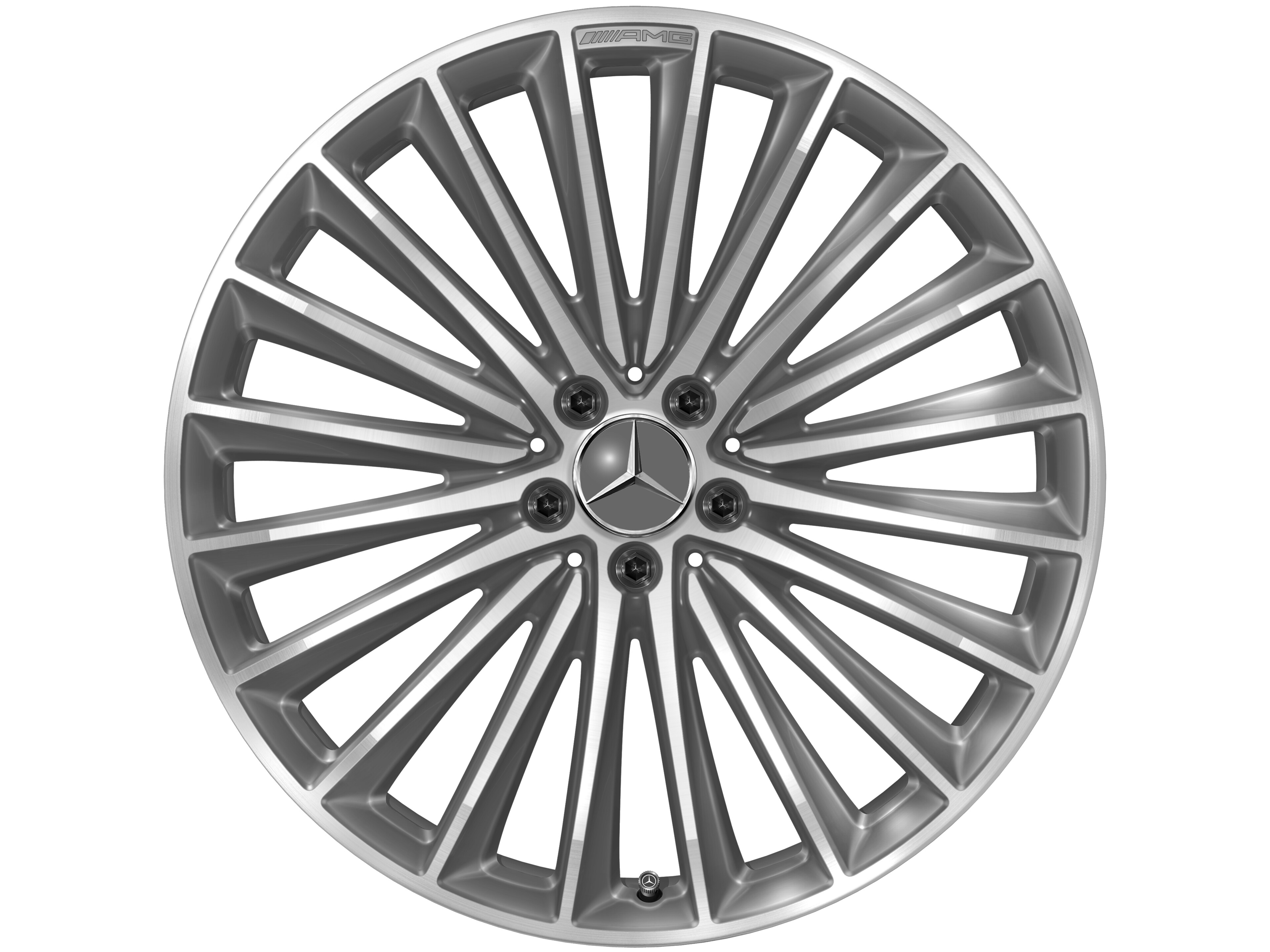 Obręcz AMG z lekkiego stopu, z wzorem wieloramiennym, 53,3 cm (21 cali) - 9 J x 21 ET 50, szarość Himalajów, toczone na połysk