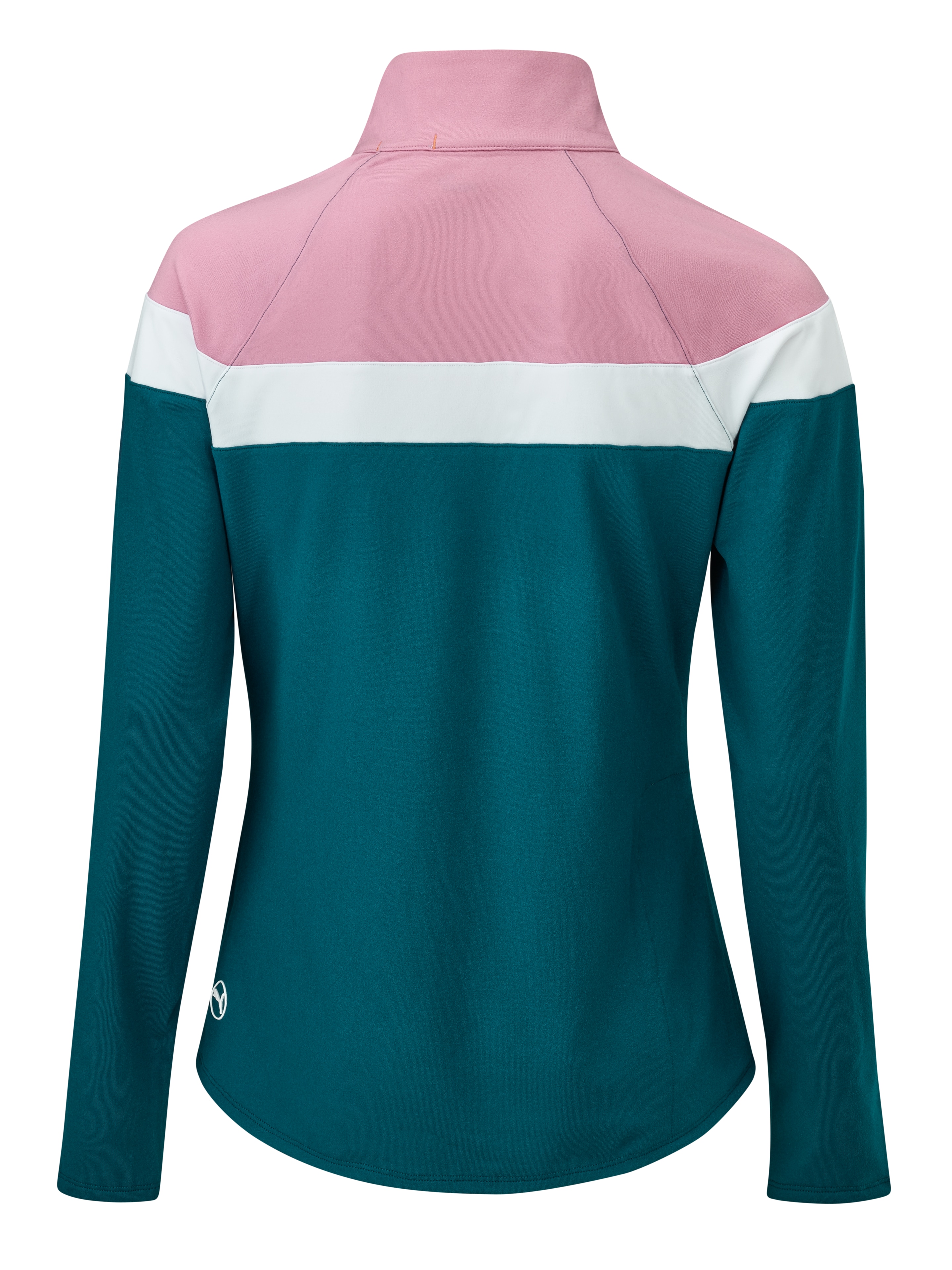 Damski sweter z golfem, Lightweight - ocean tropic-pinktastic / white, M
