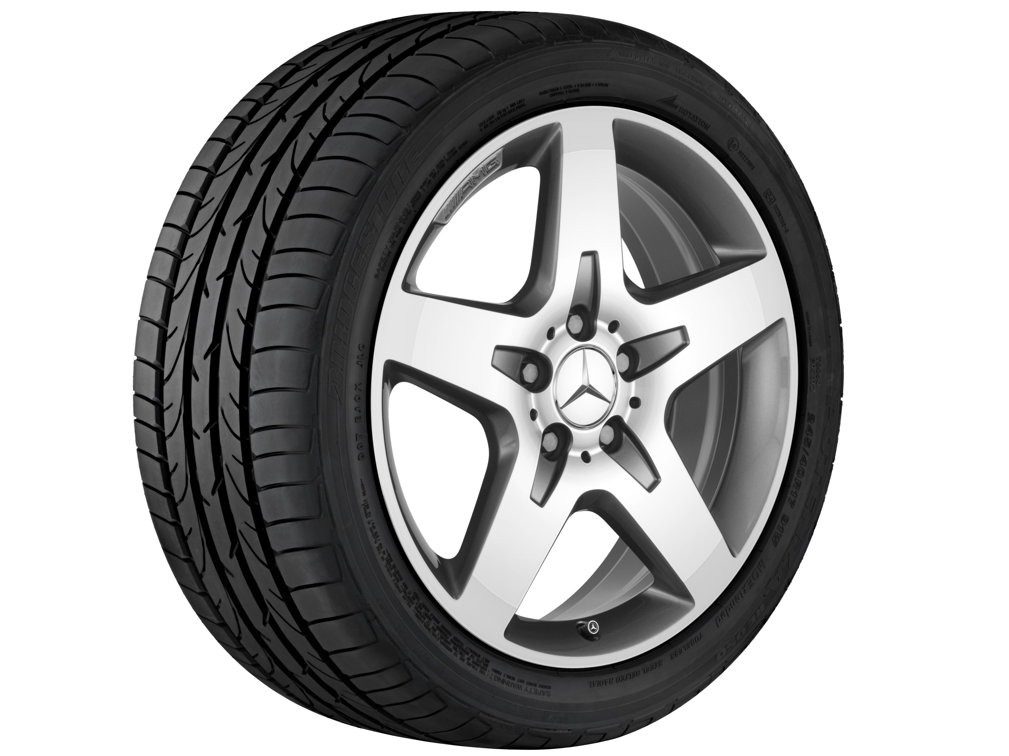 Obręcz AMG 5-ramienna, 45,7 cm (18 cali) - 7 J x 18 ET 46, szarość tytanu, toczone na połysk
