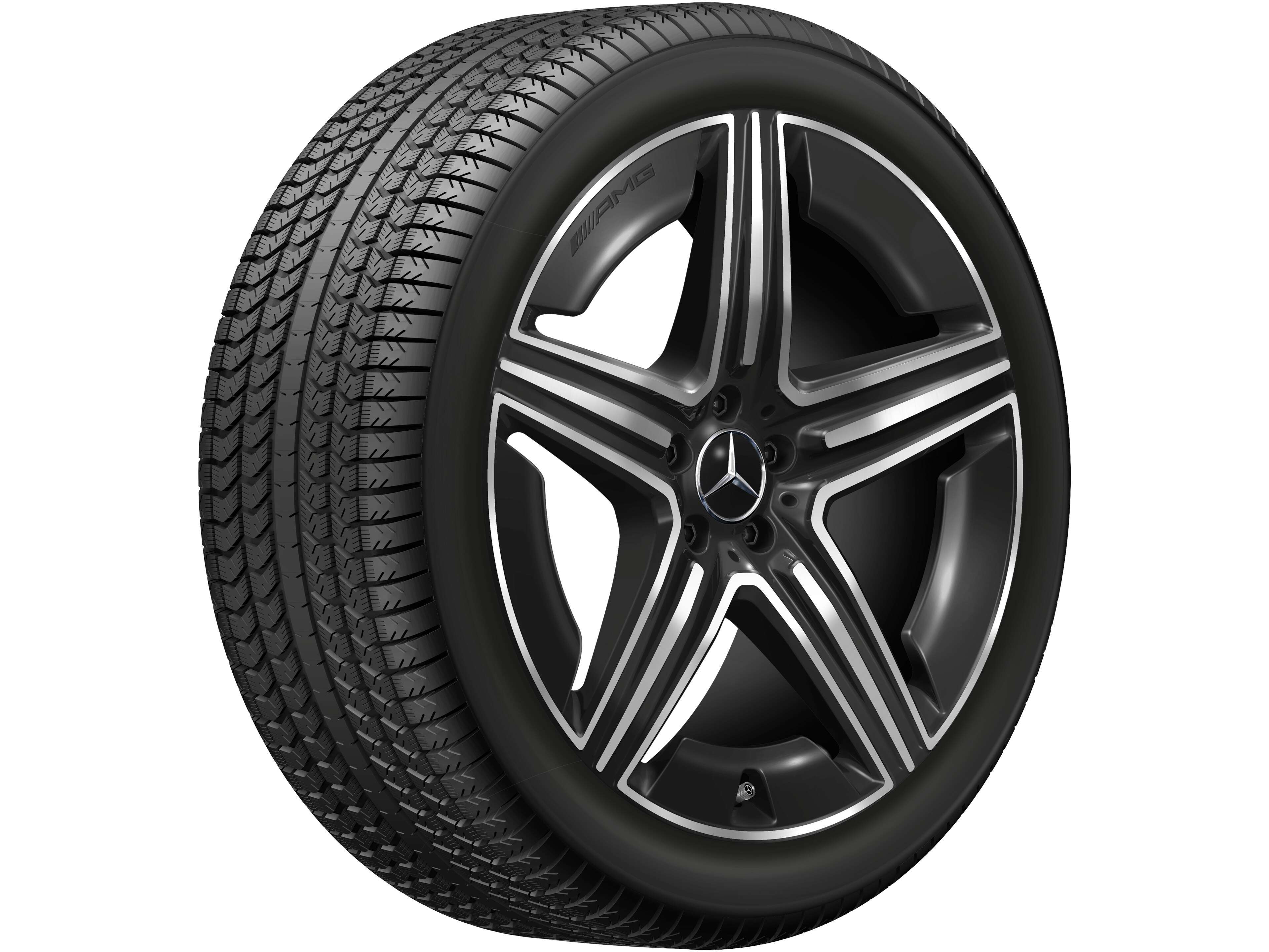 Obręcz AMG z 5 podwójnymi ramionami, 53,3 cm (21 cali) - 11 J x 21 ET 49, czerń, toczone na połysk