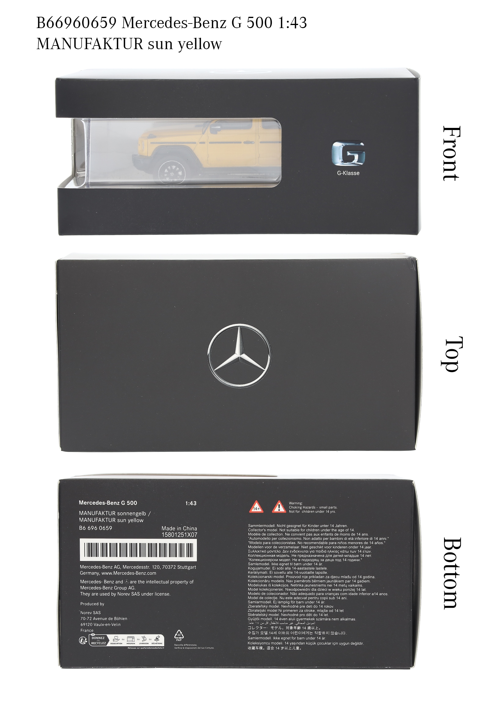 G-Class, Samochody terenowe, AMG Line, W465 - MANUFACTORY sun yellow uni, Norev, 1:43