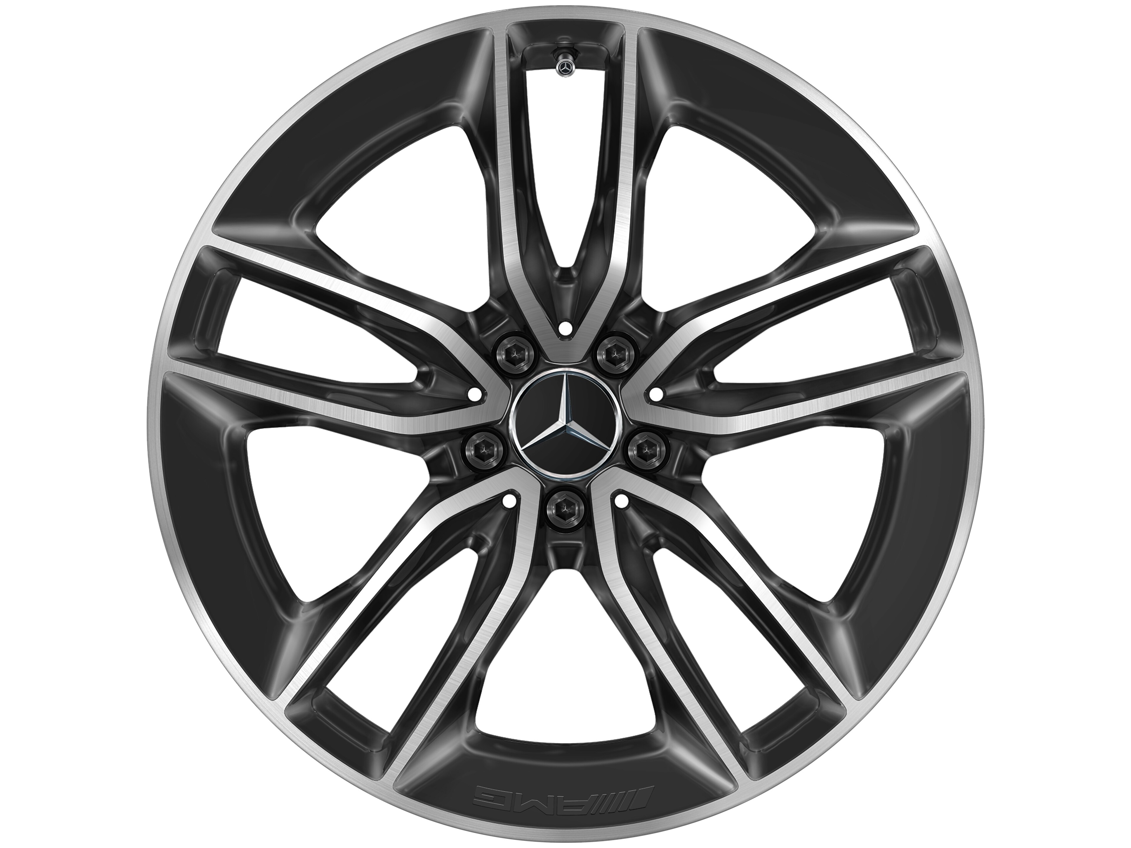 Obręcz AMG z 5 podwójnymi ramionami, 50,8 cm (20 cali) - 8 J x 20 ET 10, czerń, toczone na połysk