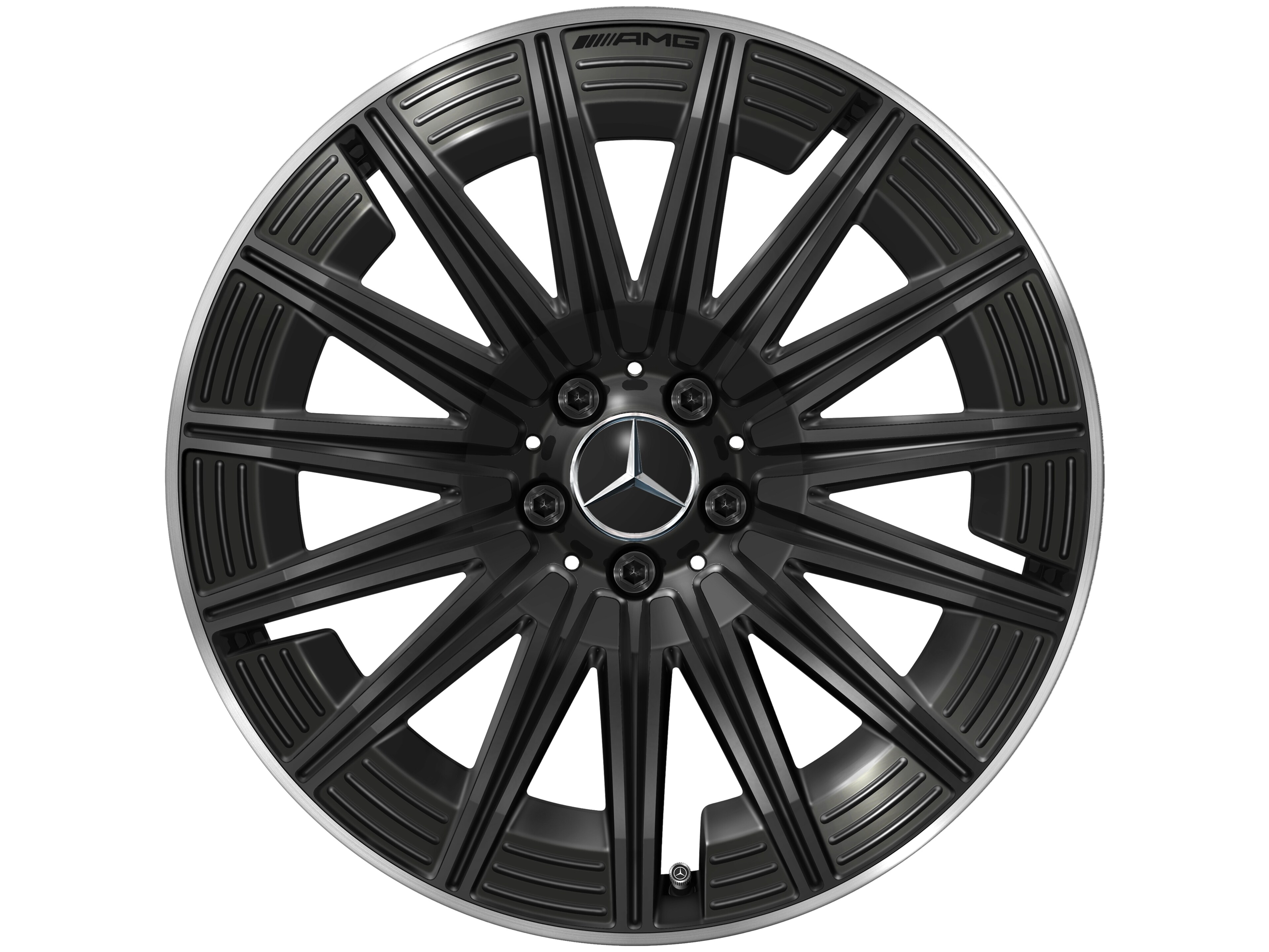 Wieloramienna obręcz koła AMG, 50,8 cm (20 cali), Obrzeże obręczy polerowane na połysk - 9 J x 20 ET 60,5, czerń, obrzeże obręczy polerowane na połysk