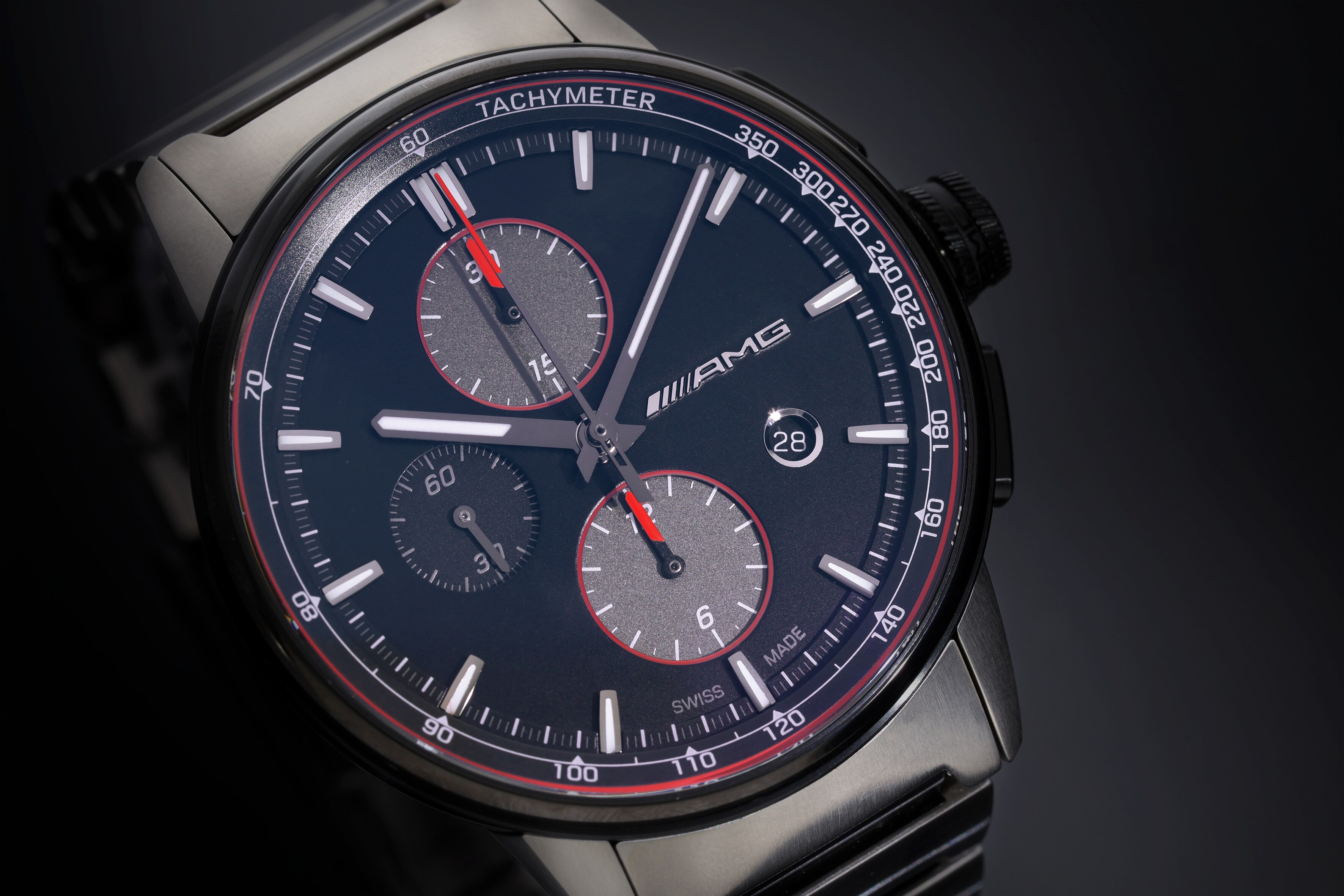 Automatyczny chronograf AMG, Artykuły męskie, Business - czerń / antracyt / czerwony, stal nierdzewna / tytan