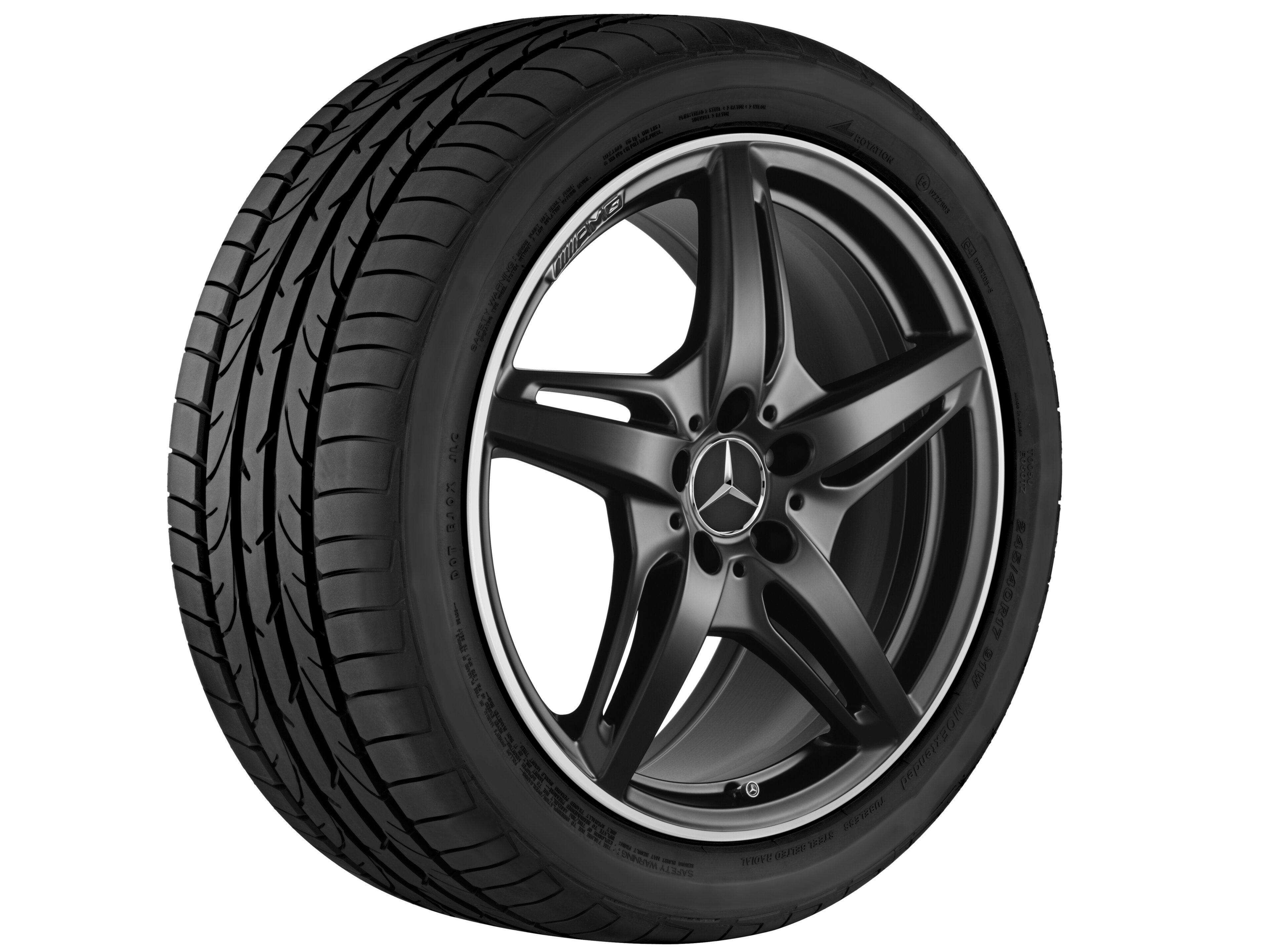 Obręcz AMG 5-ramienna, 50,8 cm (20 cali), Obrzeże obręczy polerowane na połysk - 11 J x 20 ET 68, czarny mat