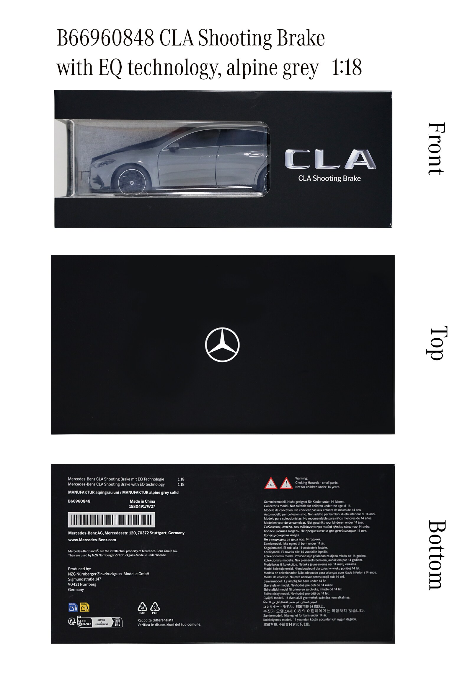 CLA, Shooting Brake, X174 - MANUFACTORY alpine grey uni, NZG, 1:18