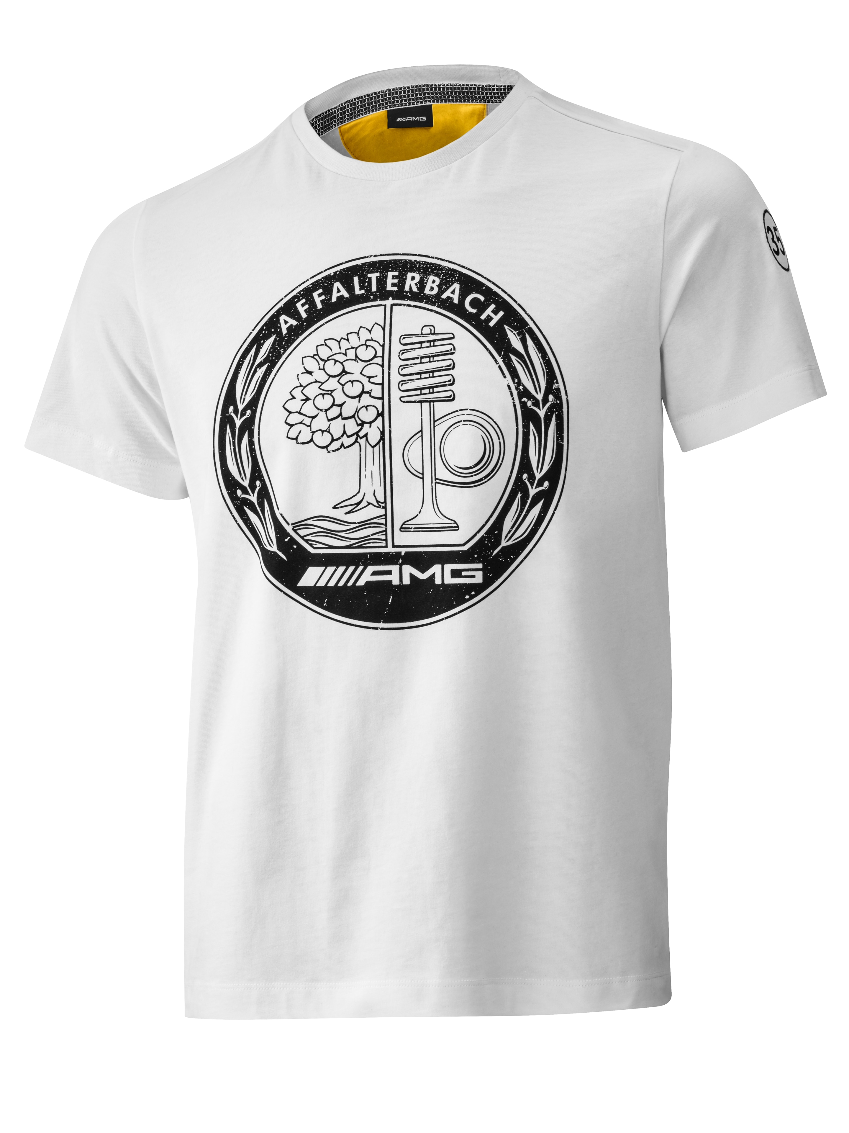 Męski t-shirt AMG - biały / żółty, XXL