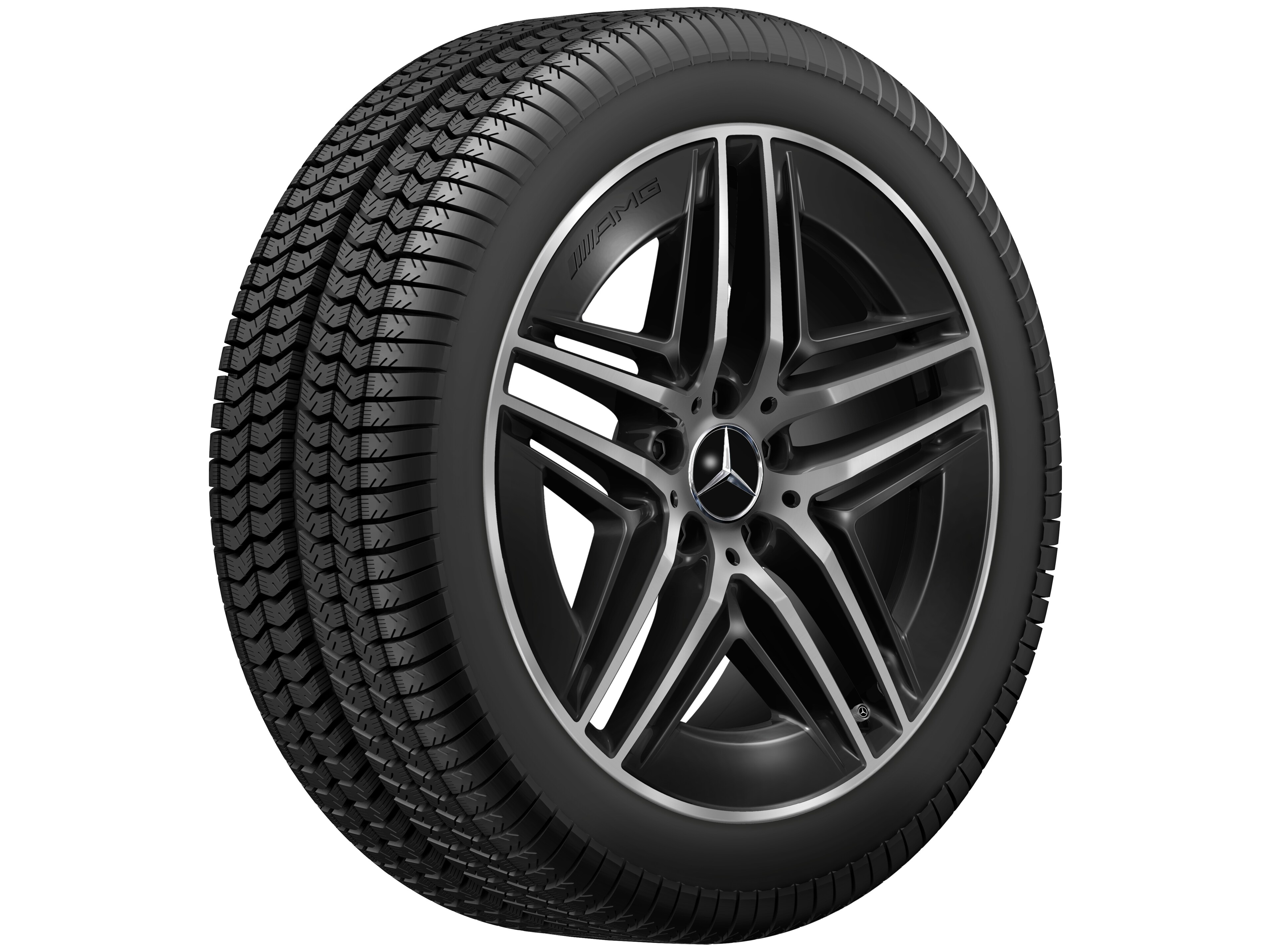 Obręcz AMG z lekkiego stopu, z 5 podwójnymi ramionami, 48,3 cm (19 cali) - 8 J x 19 ET 52, czerń, toczone na połysk