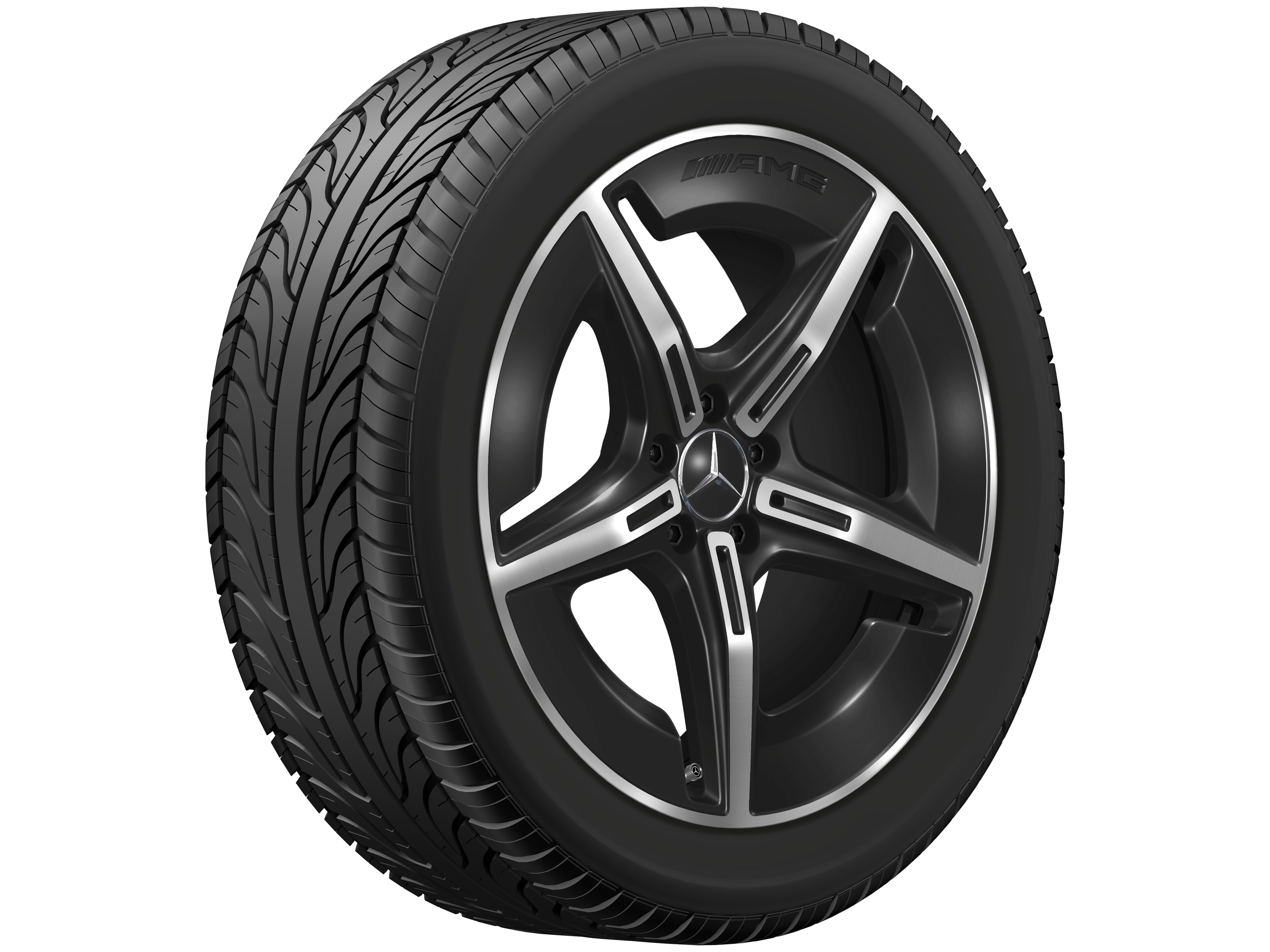 Obręcz AMG z lekkiego stopu, 5-ramienne, 50,8 cm (20 cali), zoptymalizowane pod kątem aerodynamiki - 8 J x 20 ET 32,7, czerń, toczone na połysk