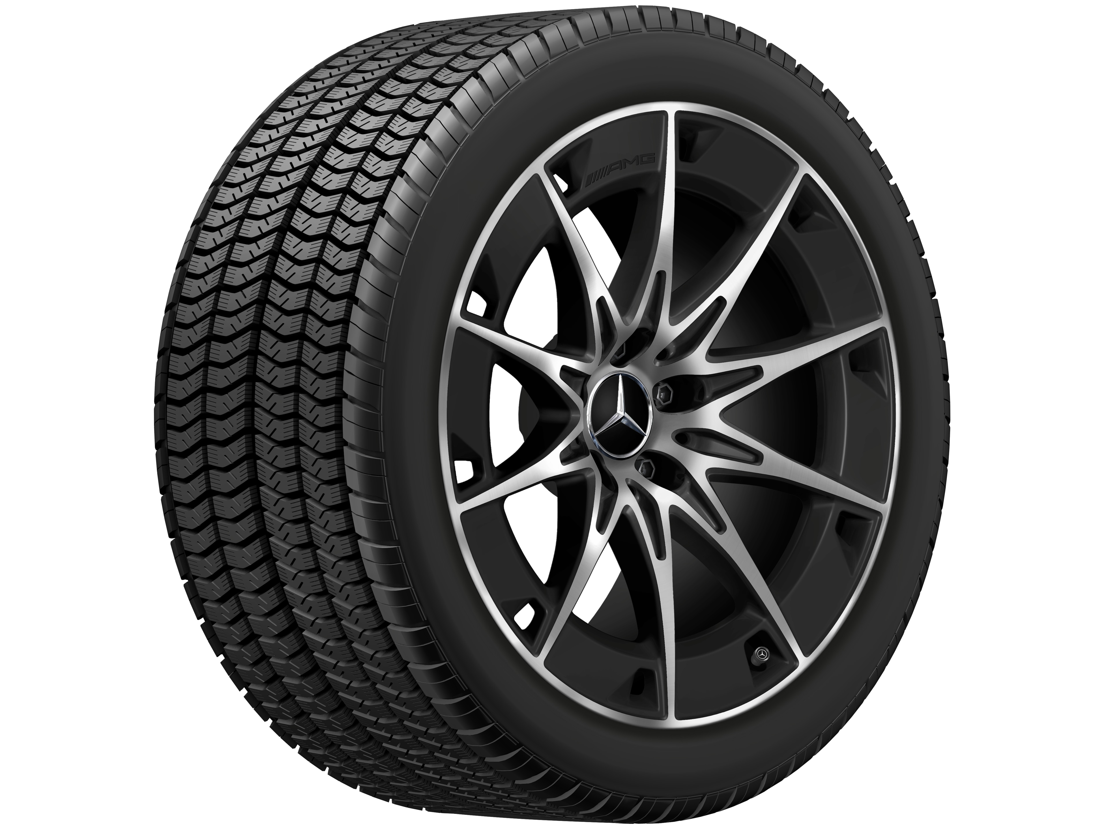 Obręcz AMG 10-ramienna, 48,3 cm (19 cali) - 9,5 J x 19 ET 19, czarny mat, toczone na połysk