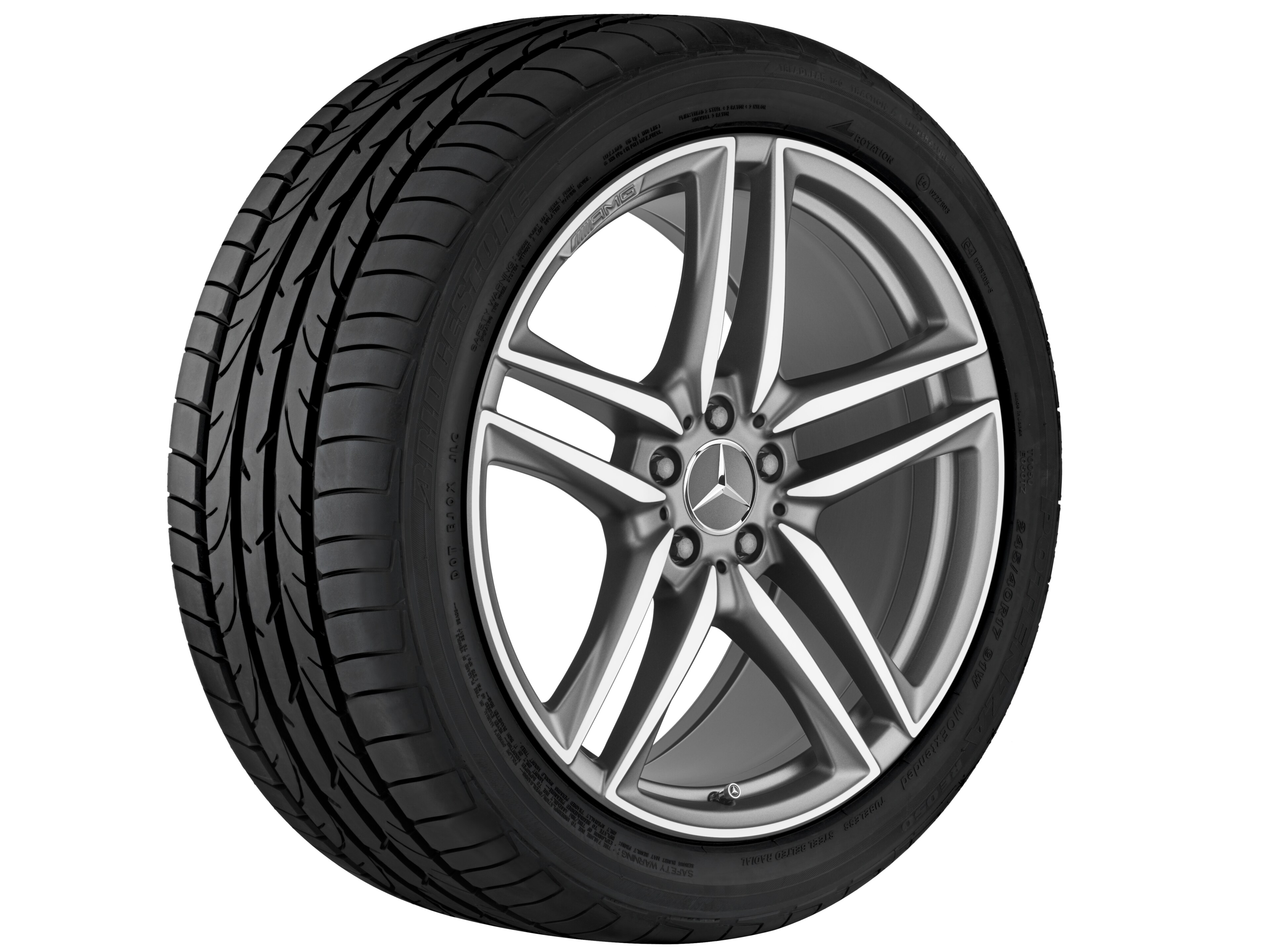 Obręcz AMG z 5 podwójnymi ramionami, 50,8 cm (20 cali) - 10 J x 20 ET 55, szarość tytanu mat, toczone na połysk