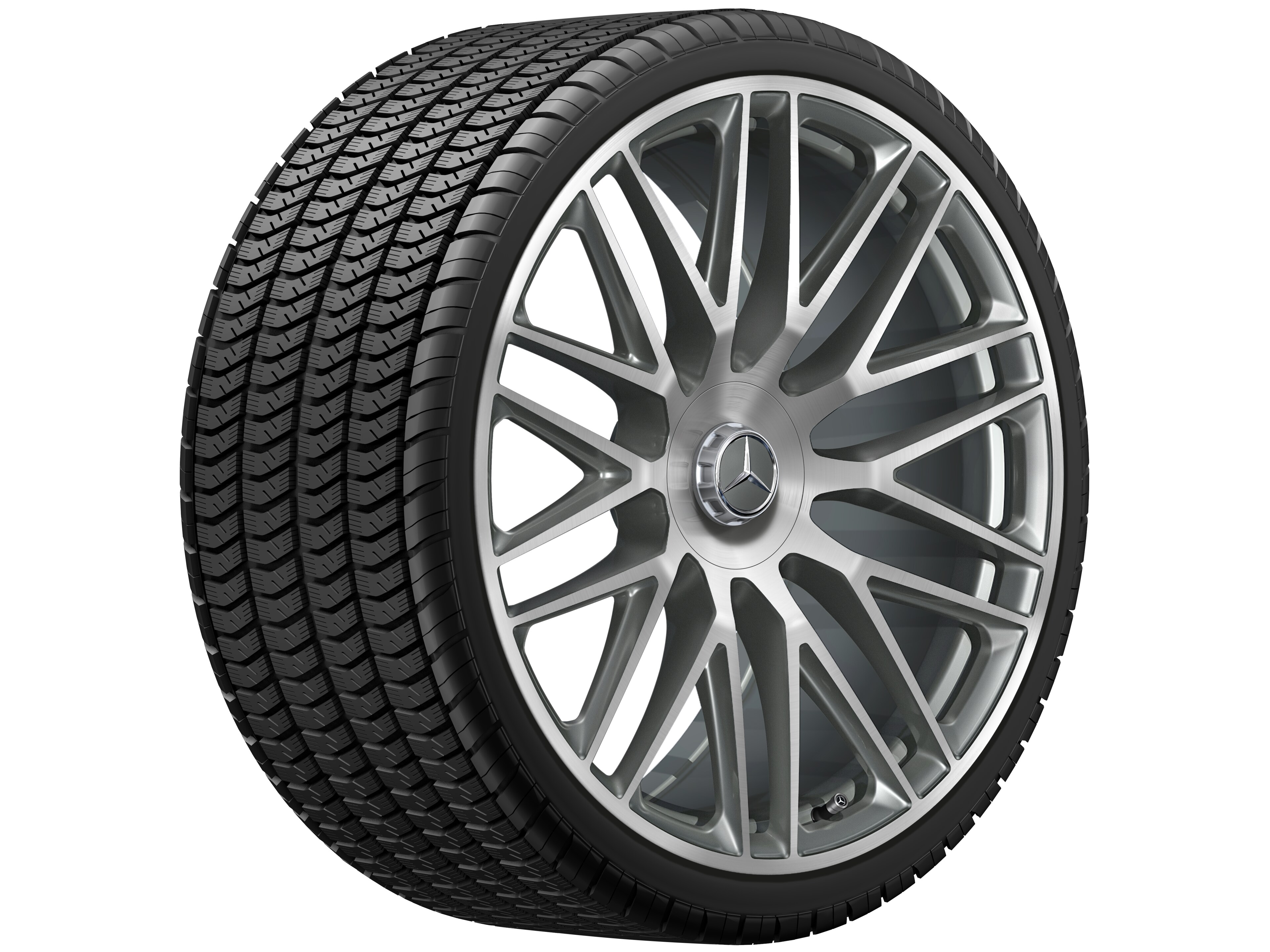 Obręcz kuta AMG wieloramienna, 58,4 cm (23 cale) - 11,5 J x 23 ET 47, szarość tytanu, toczone na połysk