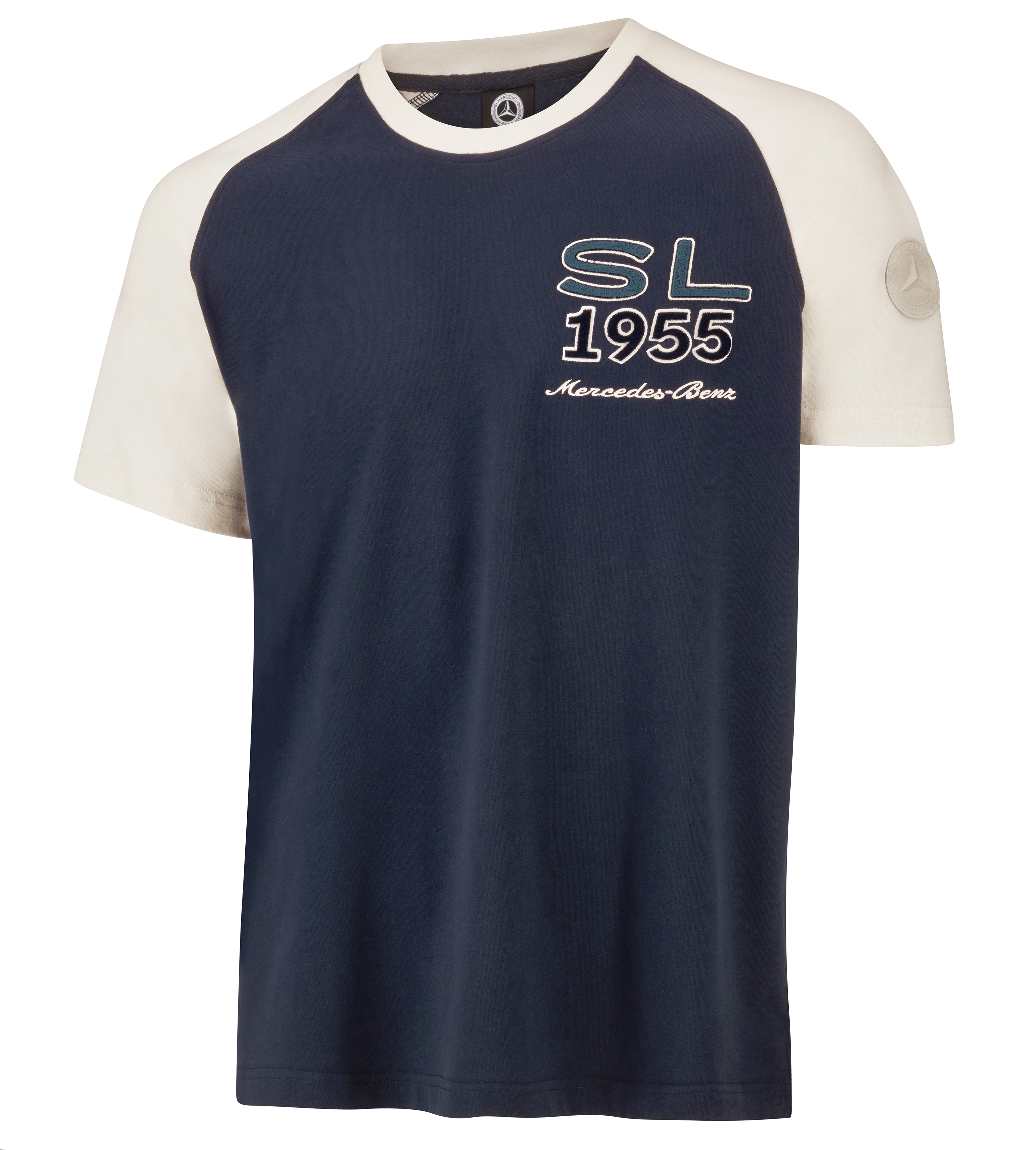 T-shirt męski - navy / kremowy, S