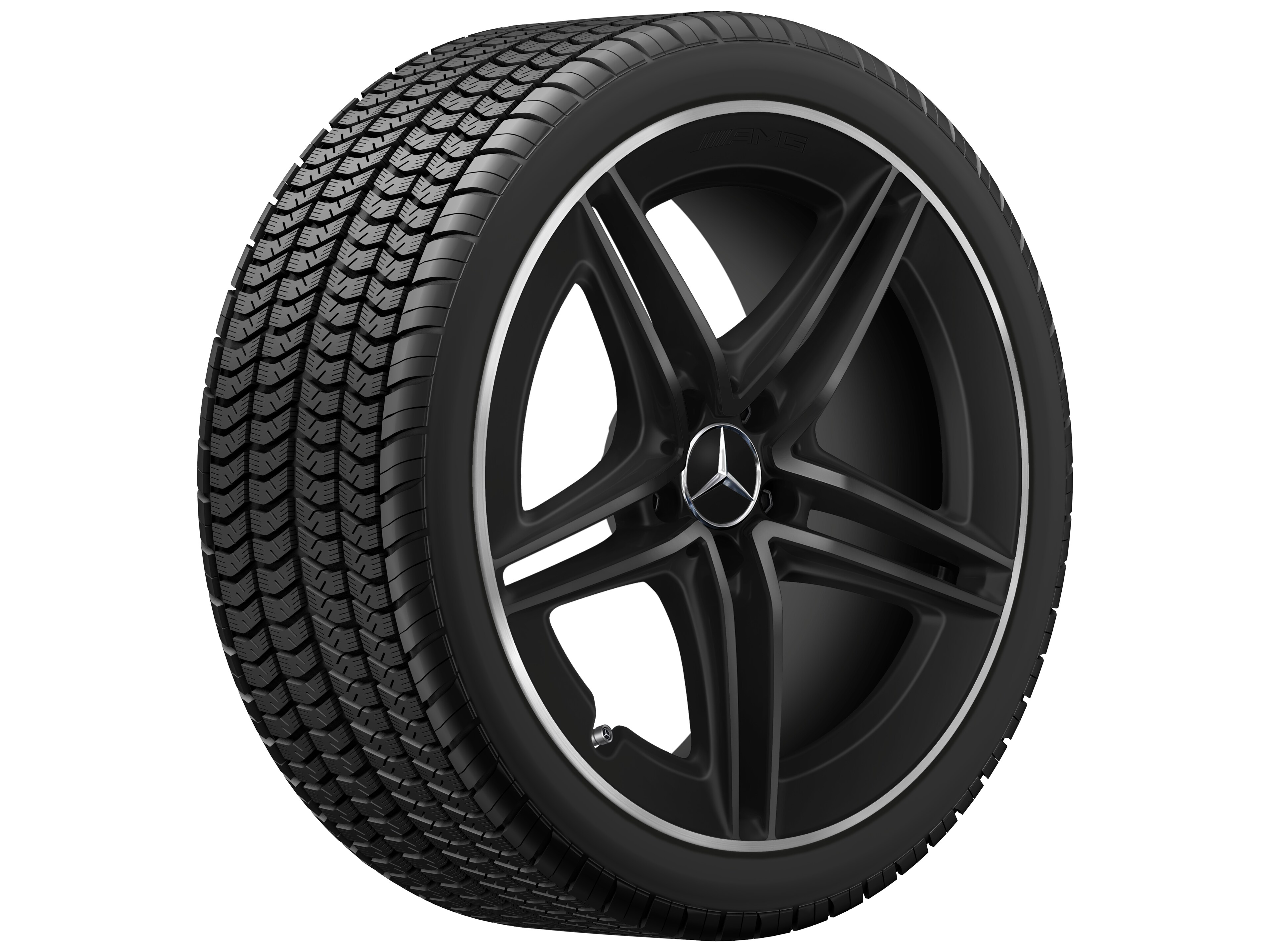 Obręcz AMG z 5 podwójnymi ramionami, 48,3 cm (19 cali), Obrzeże obręczy polerowane na połysk - 9 J x 19 ET 52, czarny mat