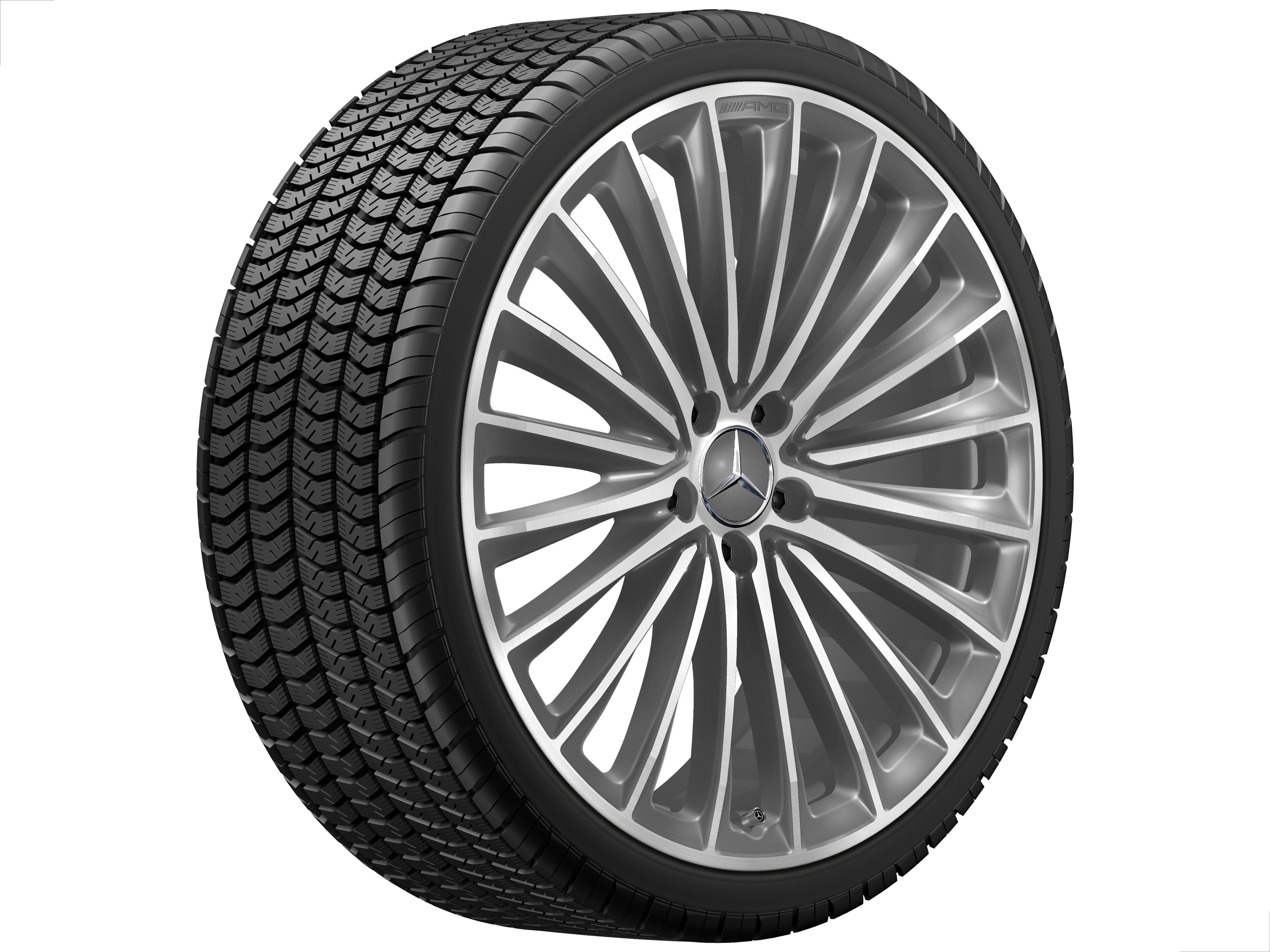 Obręcz AMG z lekkiego stopu, z wzorem wieloramiennym, 53,3 cm (21 cali) - 9 J x 21 ET 50, szarość Himalajów, toczone na połysk