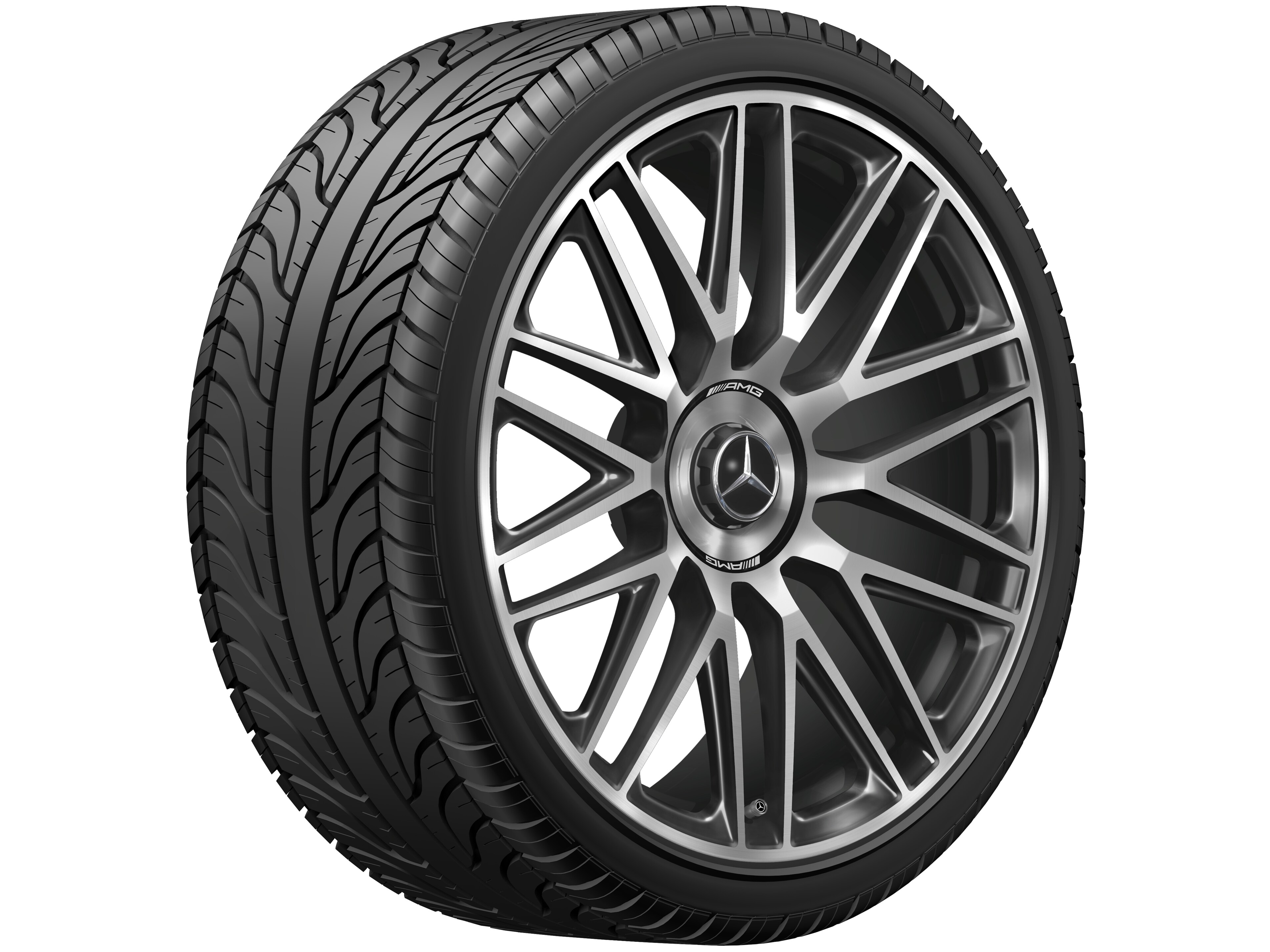 Obręcz kuta AMG 10-ramienna, 53,3 cm (21 cali) - 9,5 J x 21 ET 33, czerń / dark platin gloss