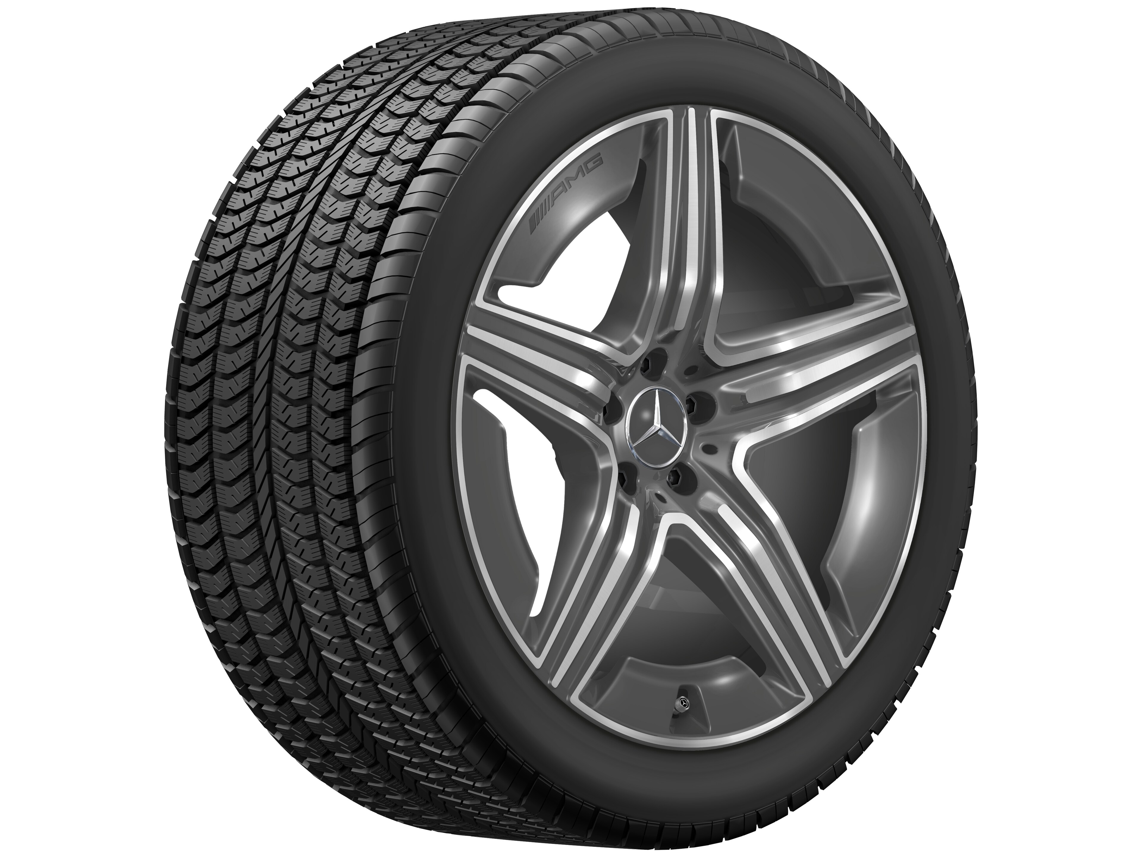 Obręcz AMG z 5 podwójnymi ramionami, 53,3 cm (21 cali) - 11 J x 21 ET 49, szarość tantalu, toczone na połysk