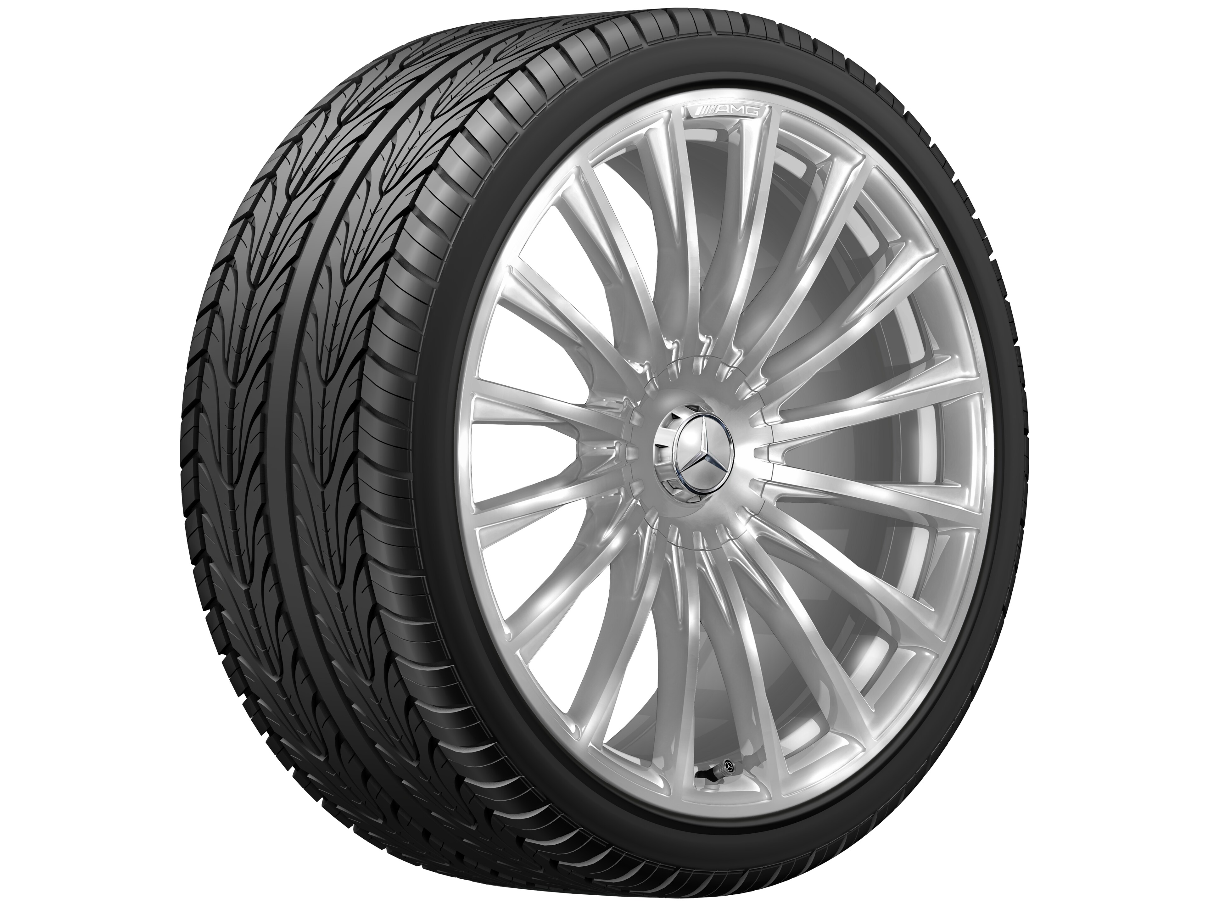Obręcz kuta AMG wieloramienna, 53,3 cm (21 cali) - 10,5 J x 21 ET 50, srebrny, polerowane na połysk