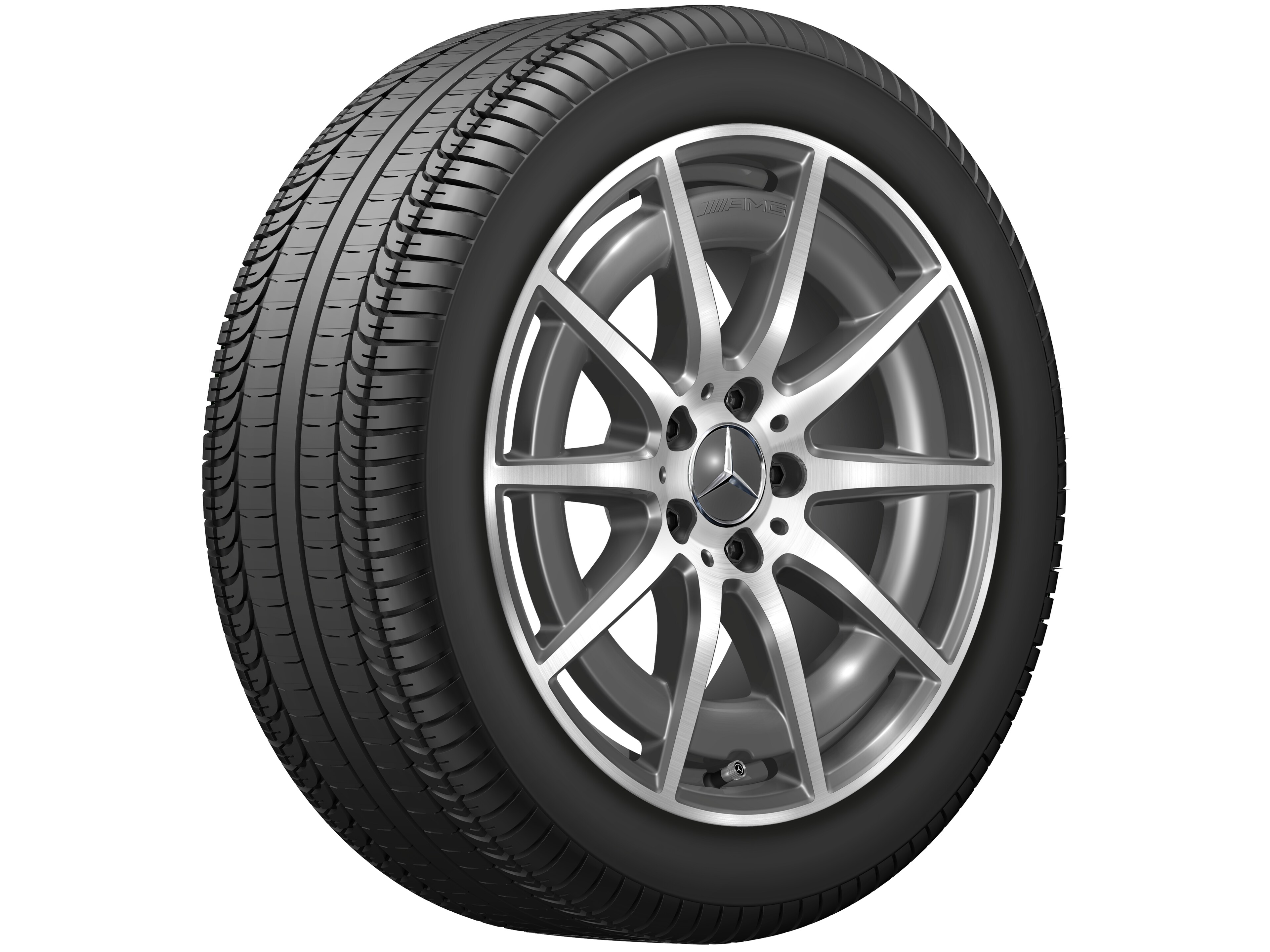 Obręcz AMG 10-ramienna, 45,7 cm (18 cali) - 8 J x 18 ET 43,1, szarość tantalu, toczone na połysk
