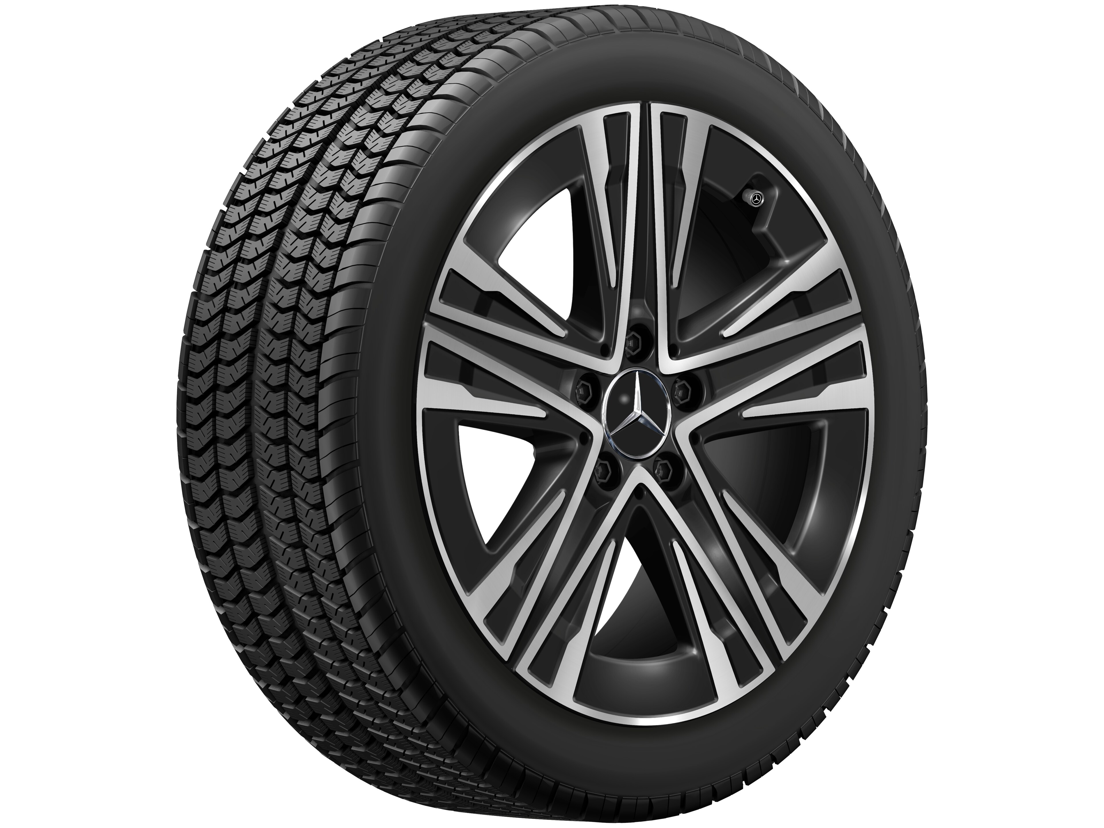 Obręcz z 5 ramionami W, Aero, 45,7 cm (18 cali) - 7,5 J x 18 ET 48,4, czerń, toczone na połysk