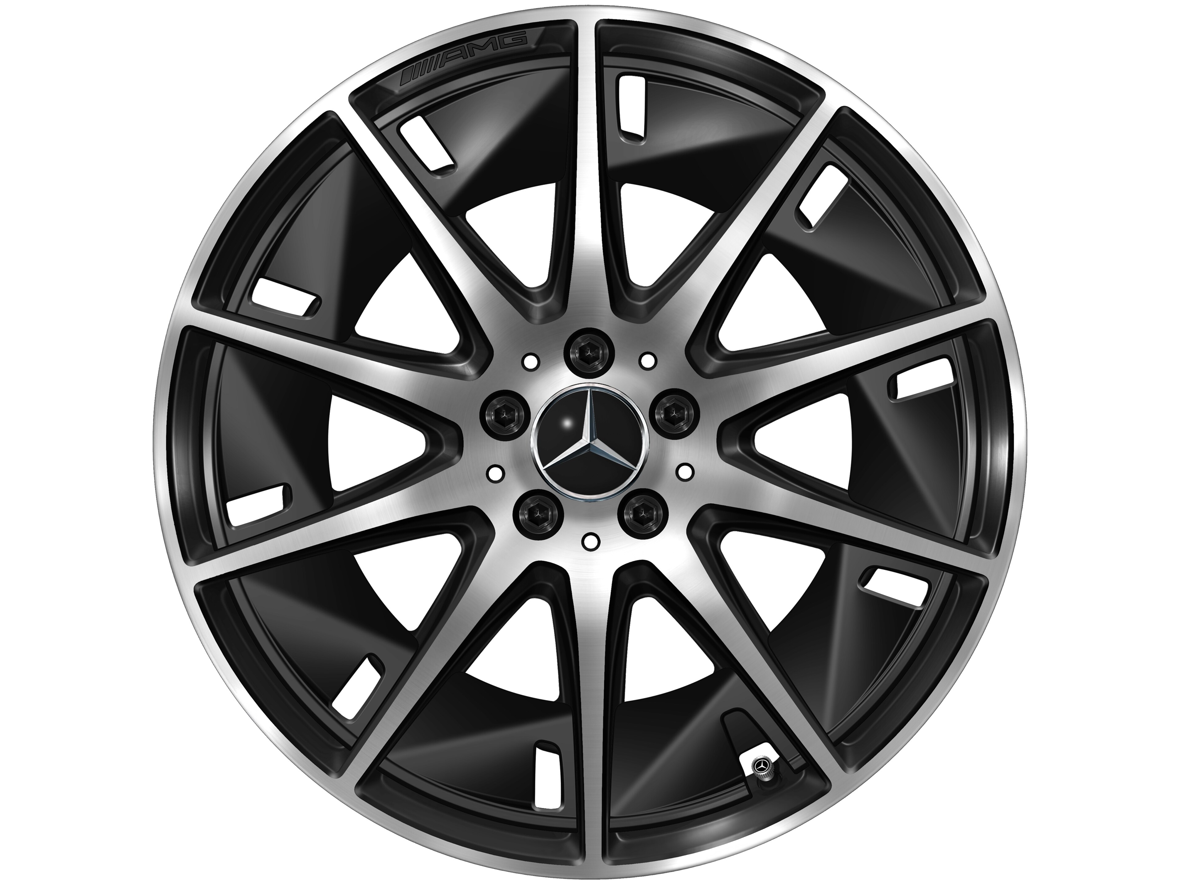 Obręcz AMG z lekkiego stopu, 10-ramienne, 50,8 cm (20 cali), zoptymalizowane pod kątem aerodynamiki - 9,5 J x 20 ET 58,2, czerń, toczone na połysk
