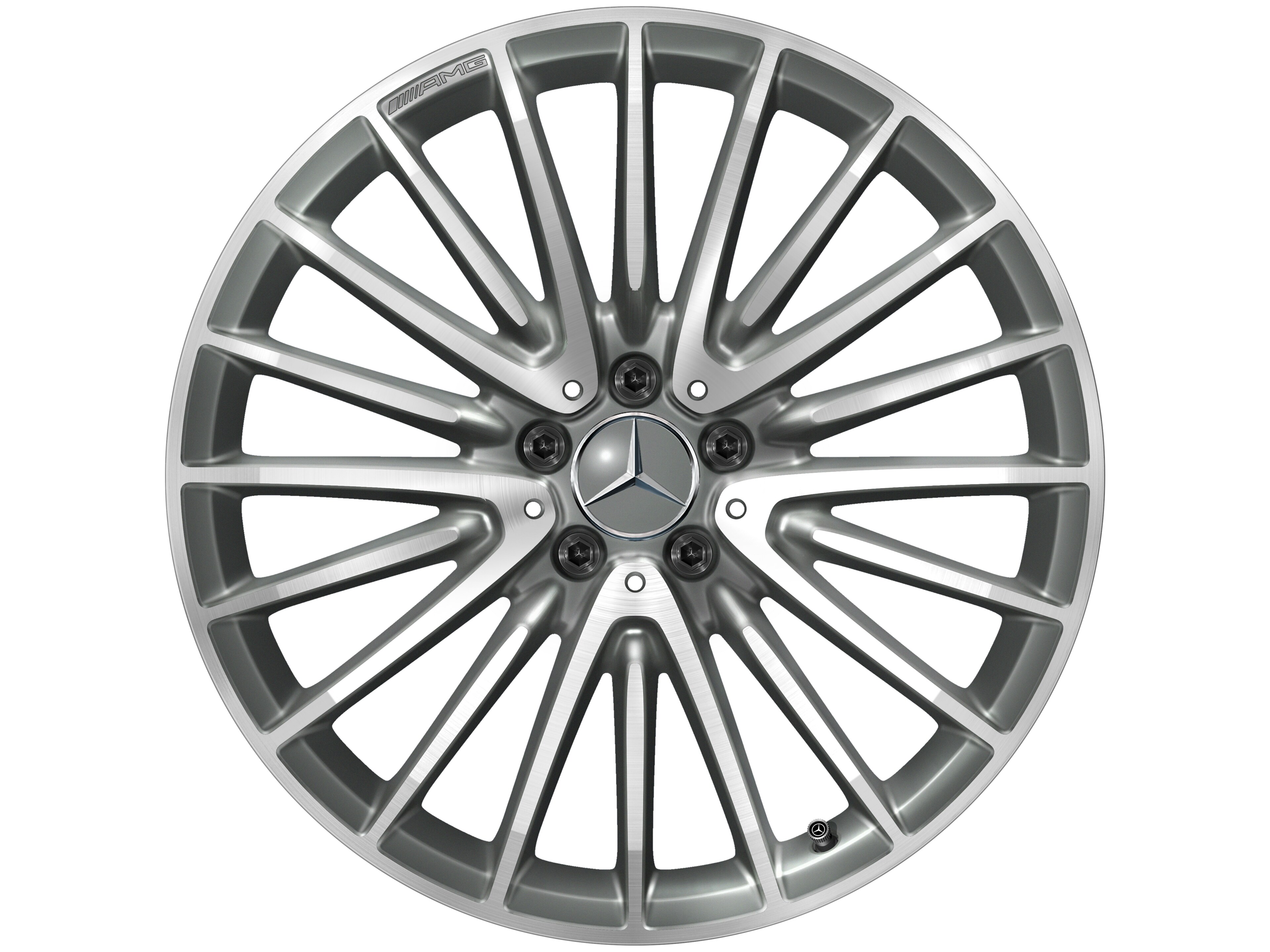 Wieloramienna obręcz koła AMG, 50,8 cm (20 cali) - 8 J x 20 ET 10, szarość tytanu, toczone na połysk