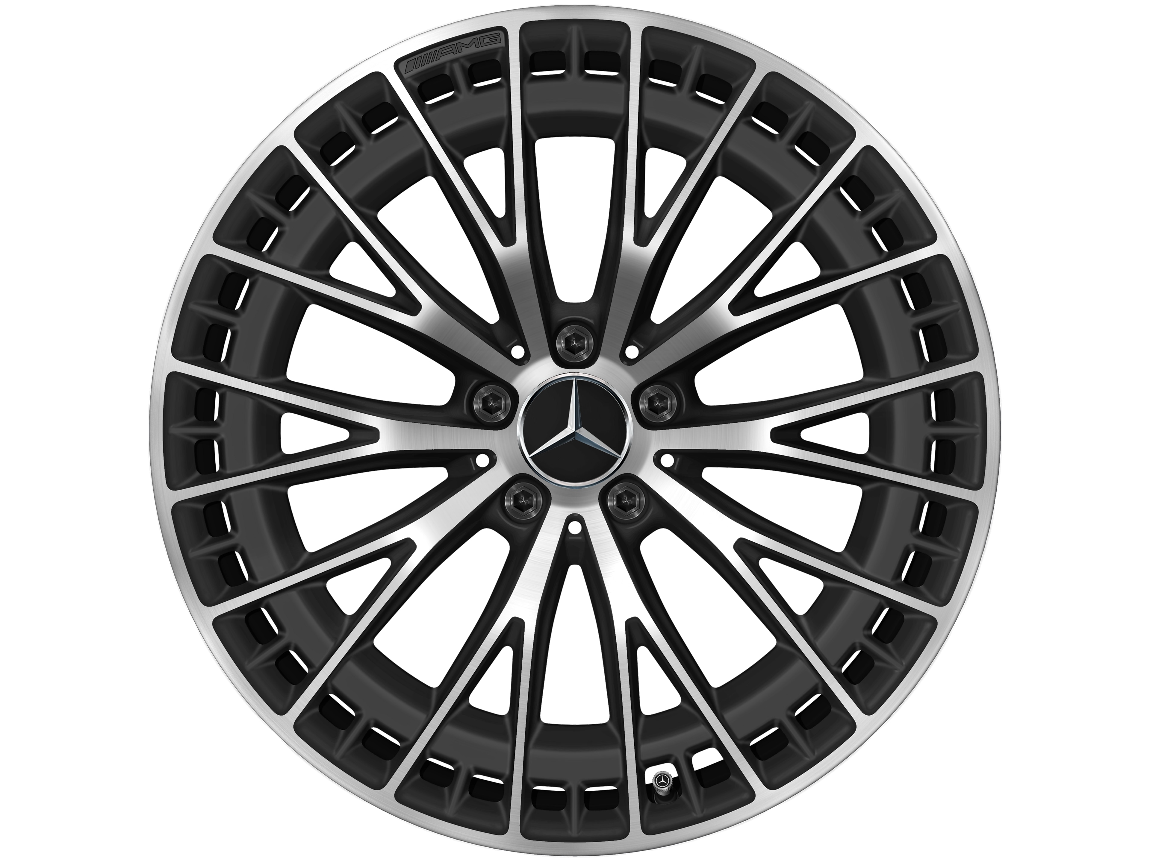 Obręcz AMG z lekkiego stopu, z ramionami w kształcie Y, 50,8 cm (20 cali) - 9,5 J x 20 ET 19, czarny mat, toczone na połysk